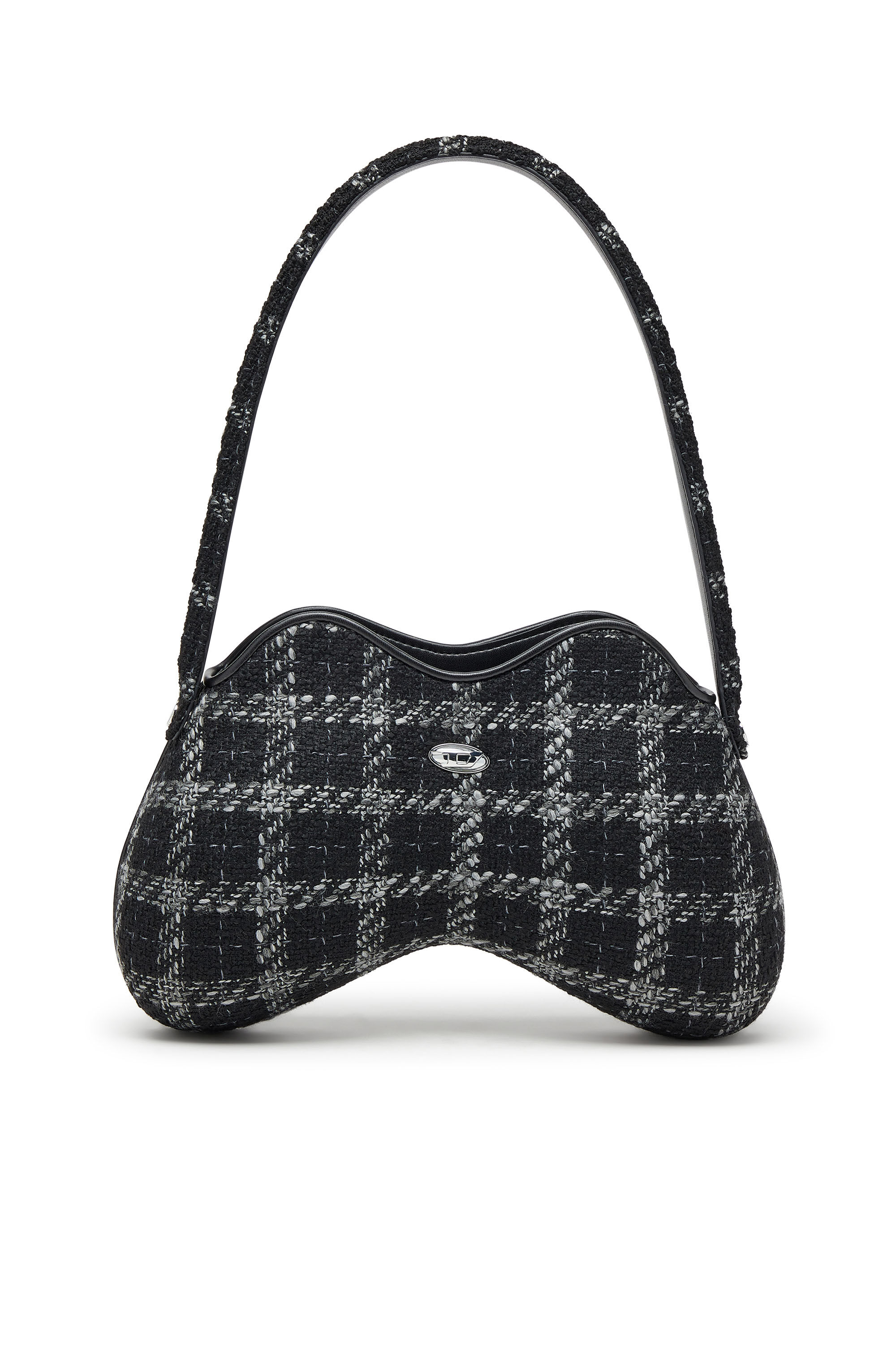 Diesel - DOUBLE-D SHOULDER, Damen Schultertasche mit Hahnentritt-Muster in Schwarz - 1