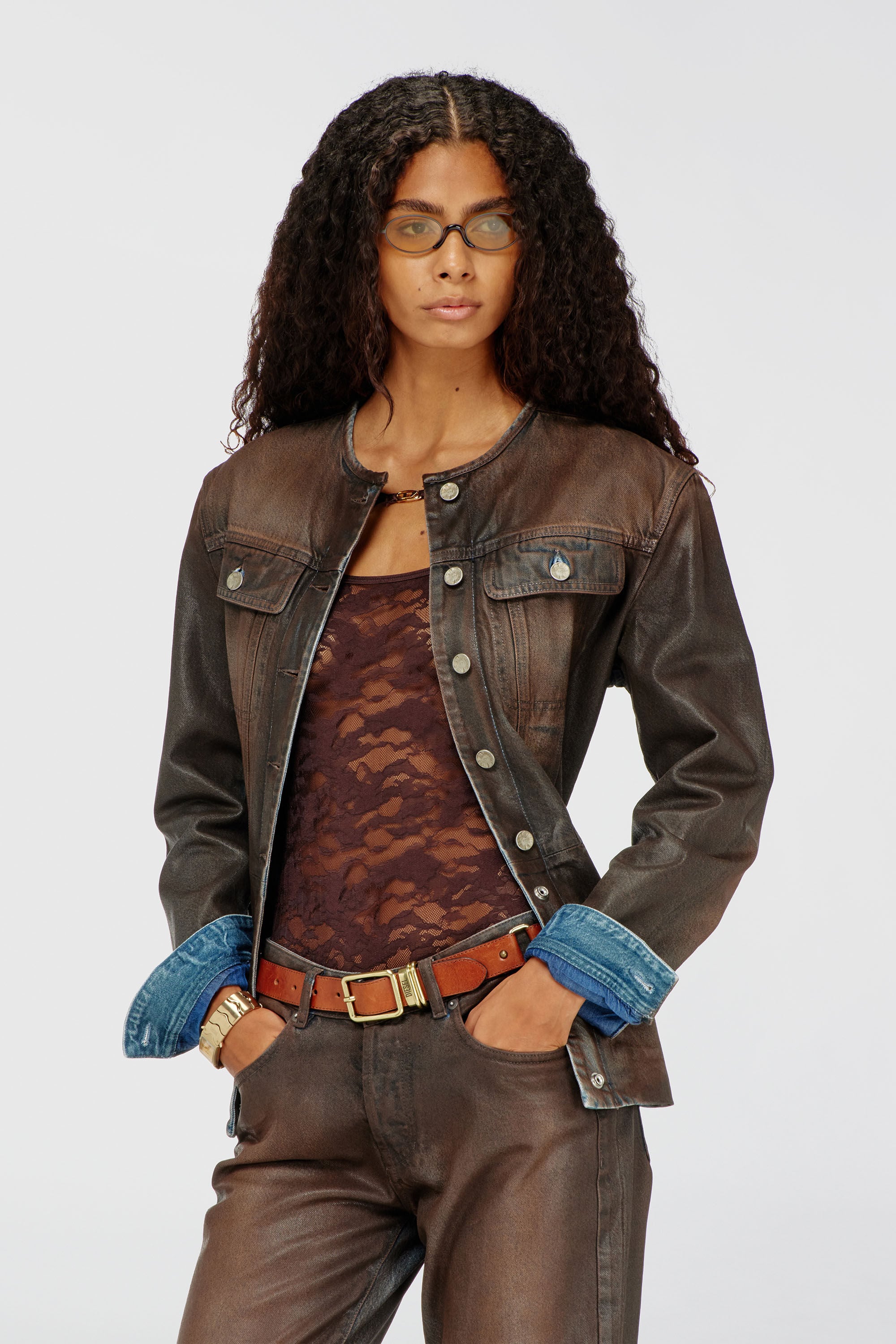 Diesel - LENA-UTLT, Damen Body aus Camouflage-Spitze in Dunkelbraun - 5