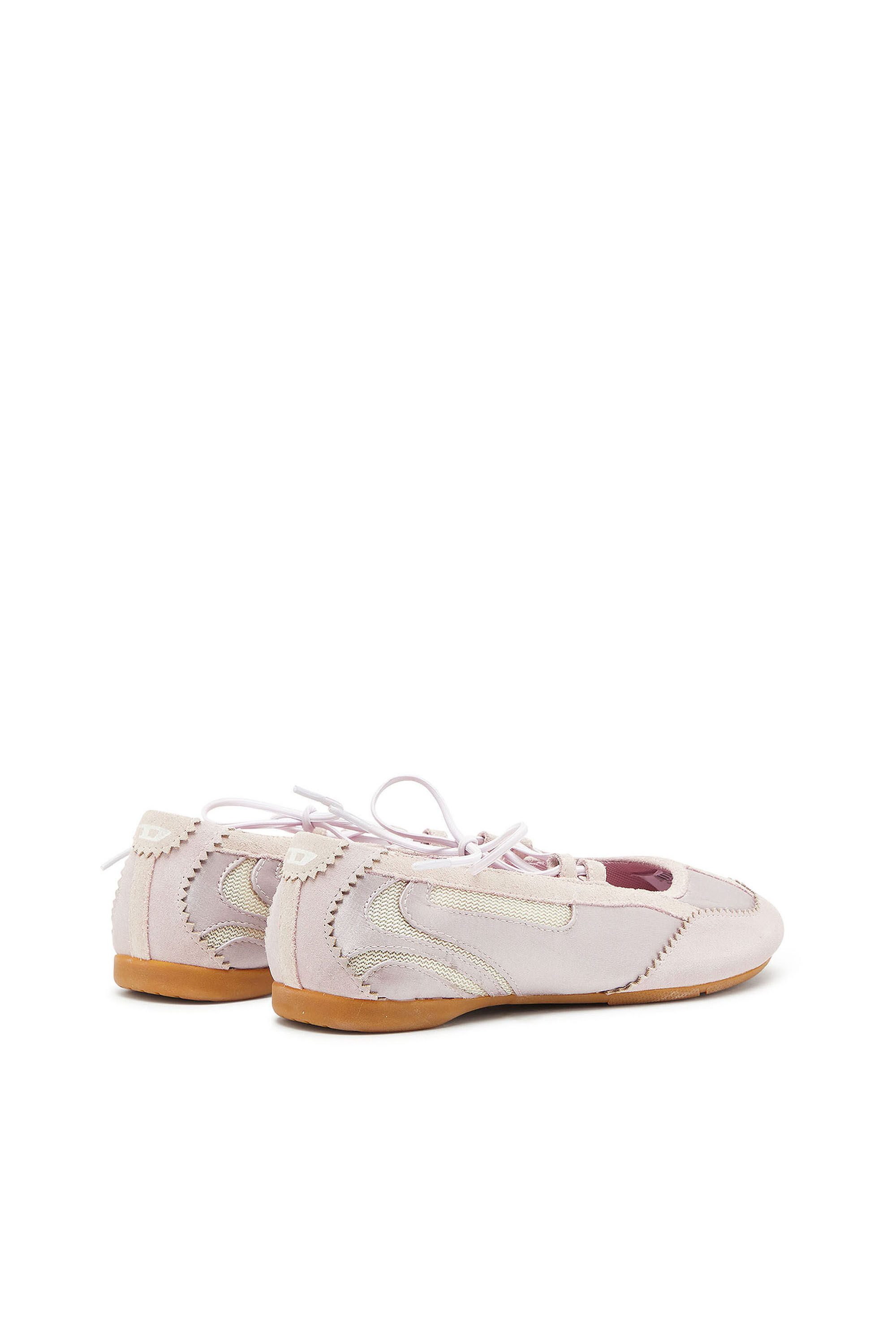 Diesel - D-MILE BALLERINA LACE UP II W, D-Mile - Ballerines &agrave; lacets en cuir et mesh Femme in Rose - 3