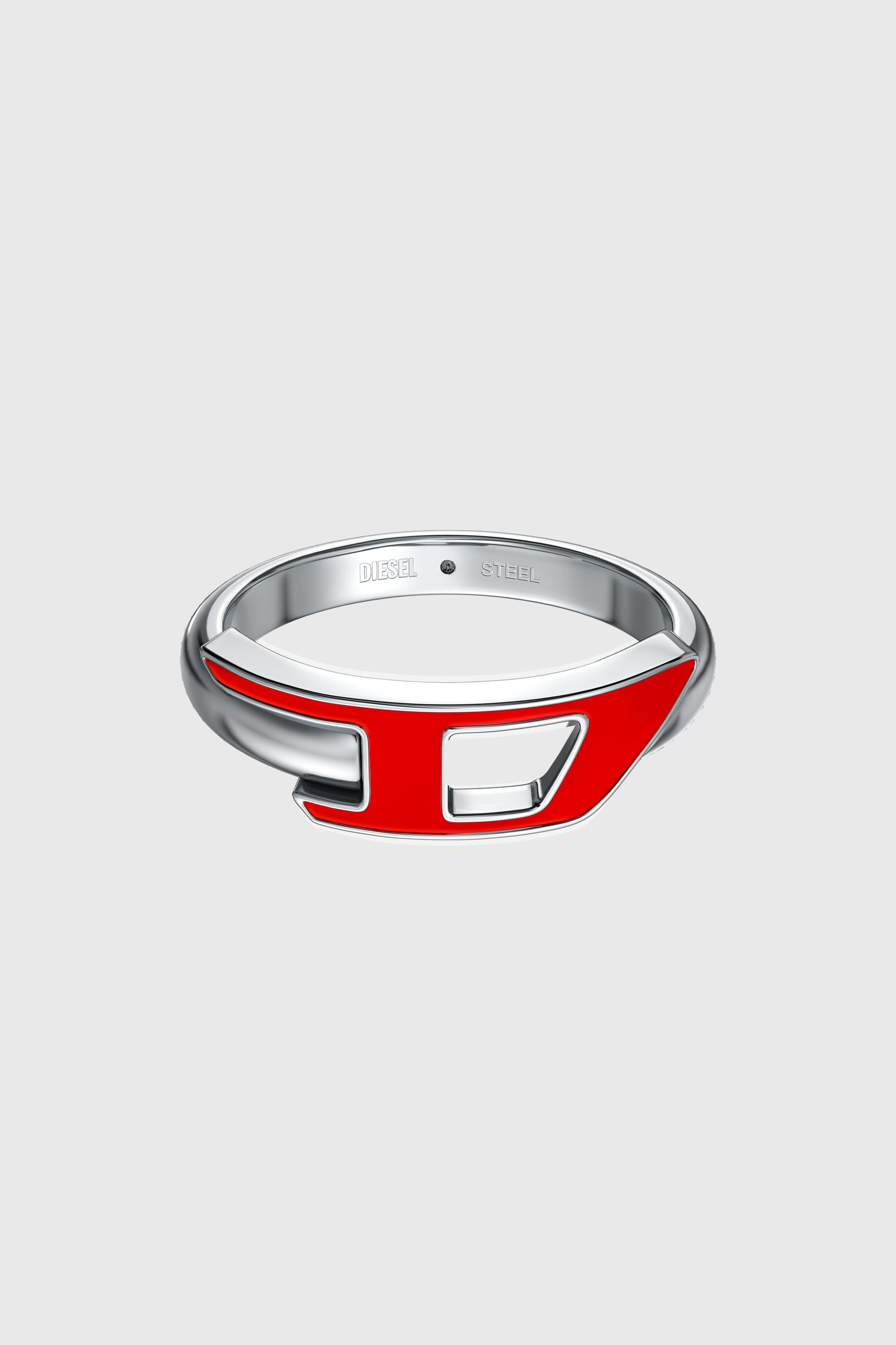 Diesel - DX1688040 JEWELLERY, Unisex Edelstahl-Ring in Silber/Rot - 3