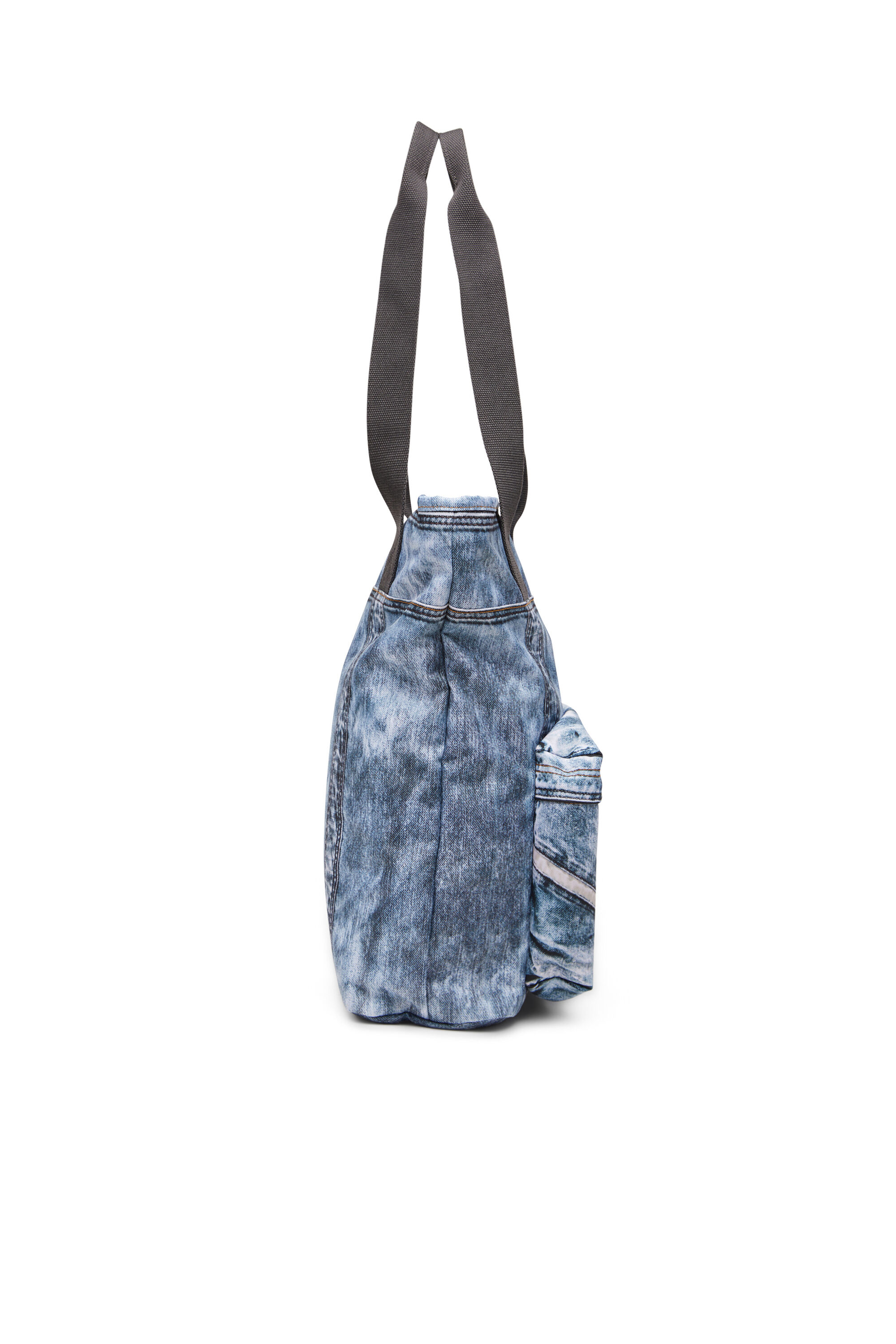 Diesel - DIESEL TOTE, Tote bag in denim trompe l'oeil Unisex in Blu - 3