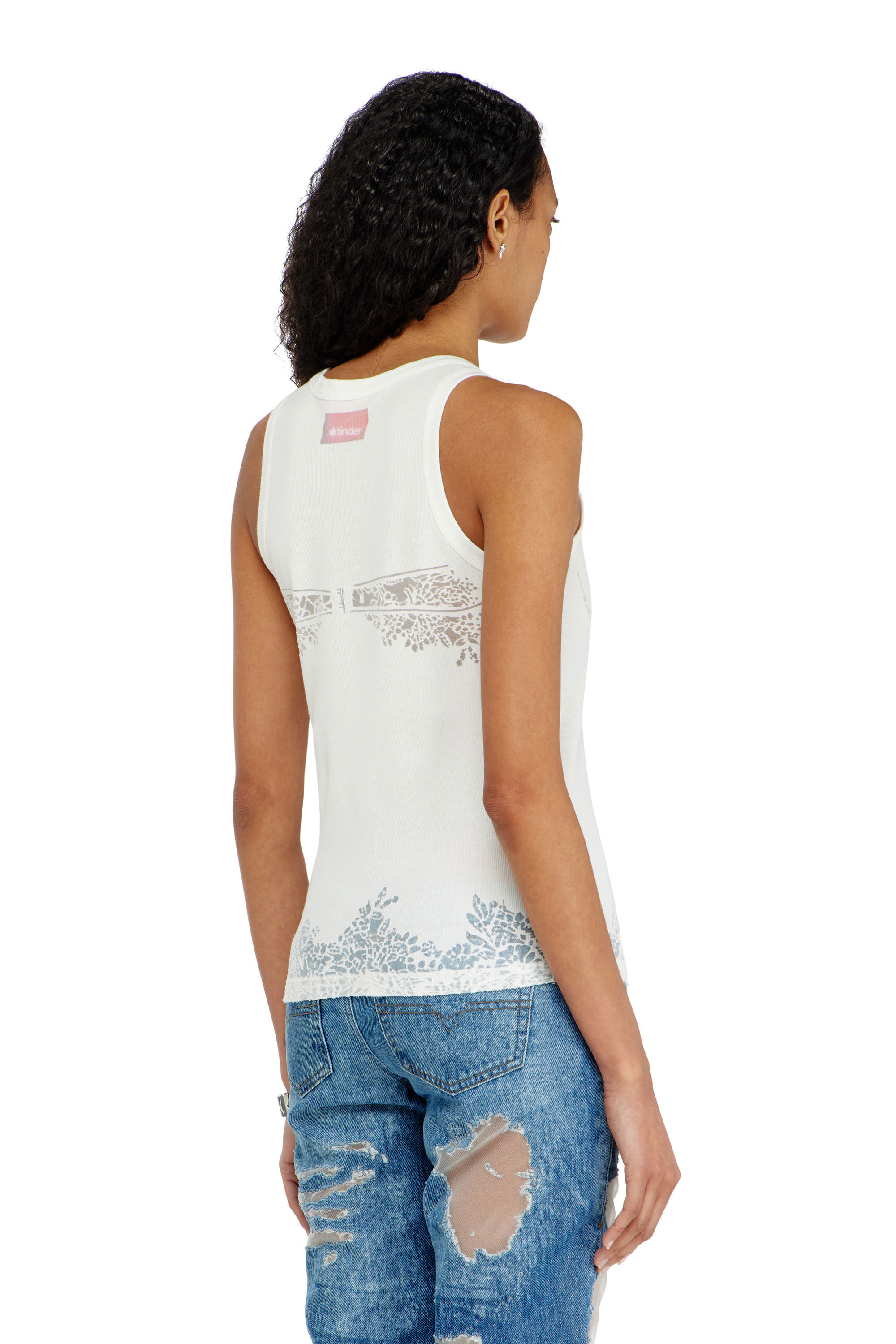 Diesel - PR-T-ANKI-LACE-R, Canotta effetto pizzo devor&eacute; Donna in Bianco - 4
