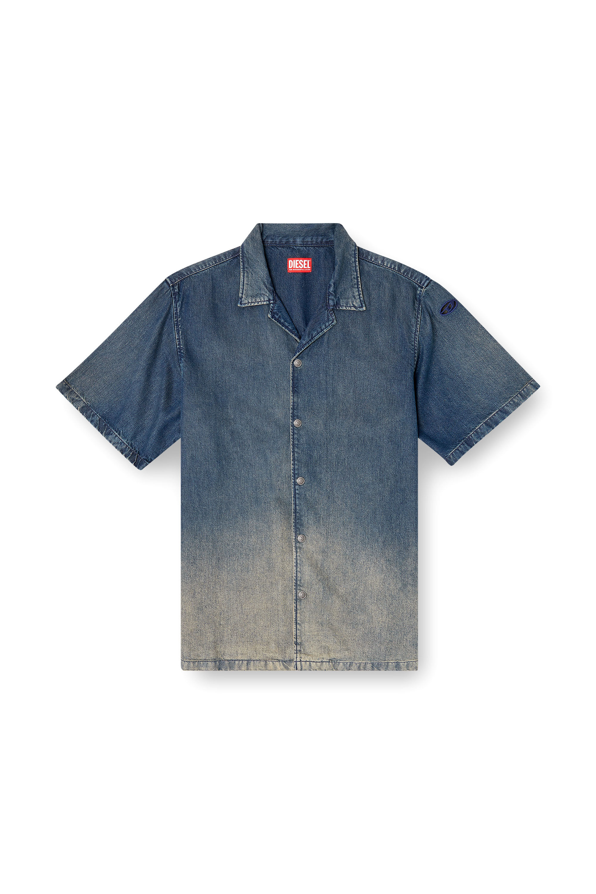 Diesel - D-NABIL-S3, Camicia bowling in denim fluido dégradé Uomo in Blu - 2