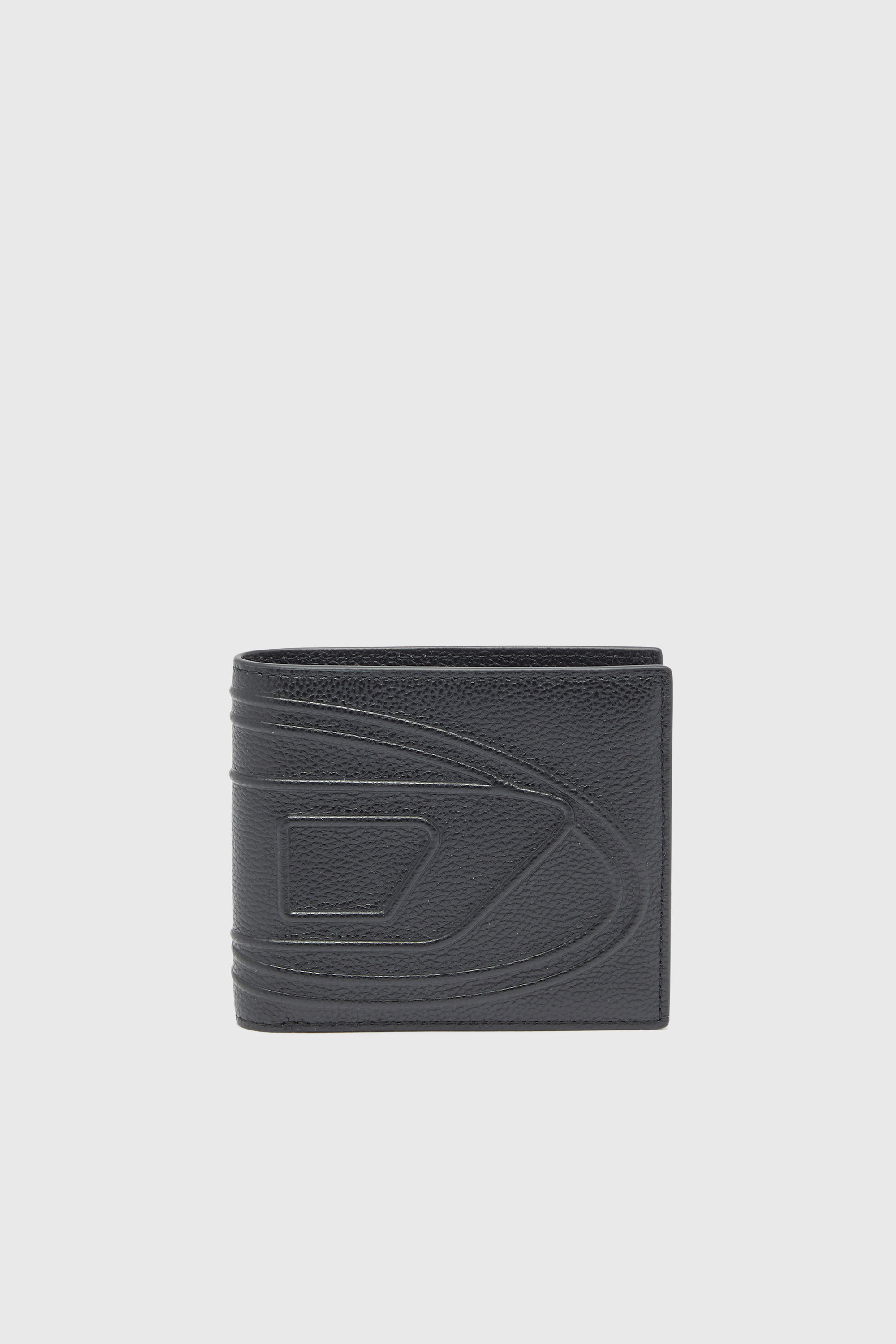 Diesel - 1DR 2.0 BI-FOLD COIN 3D, Portefeuille &agrave; deux volets en cuir grain&eacute; Homme in Noir - 1
