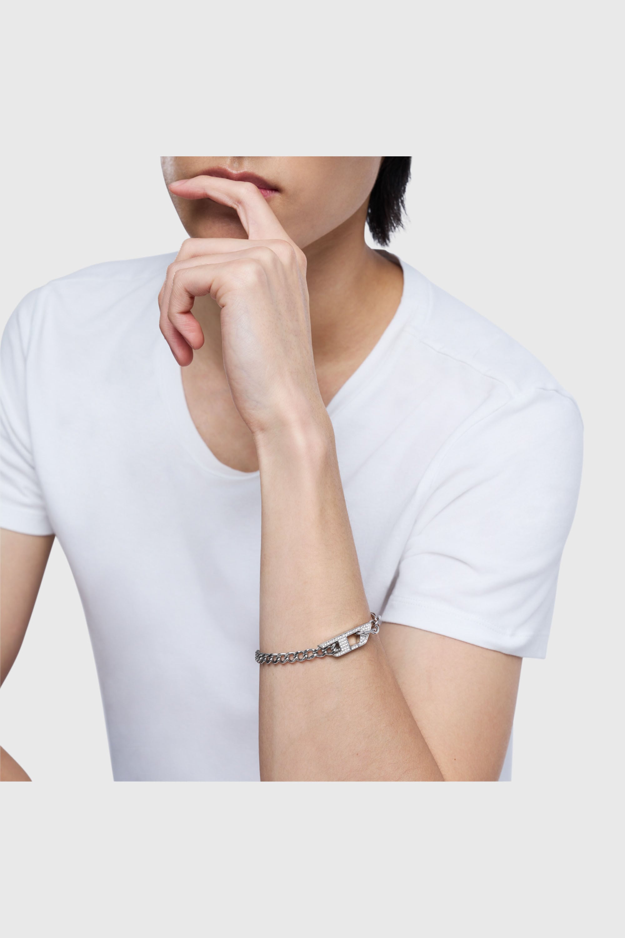 Diesel - DX1627040 JEWELLERY, Unisex Kettenarmband aus Edelstahl mit Glitzereffekt in Silber - 4