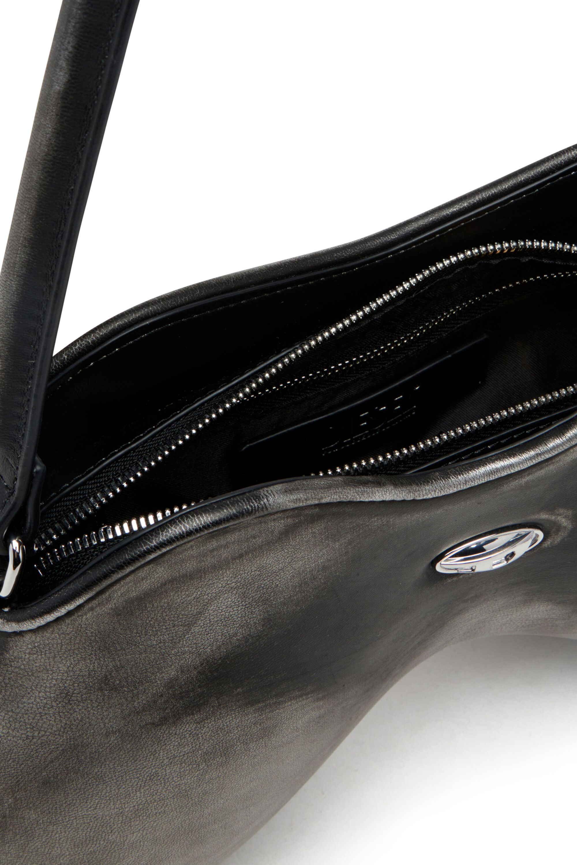 Diesel - DOUBLE-D SHOULDER, Double-D-Borsa da spalla in PU spazzolato Donna in Nero - 8
