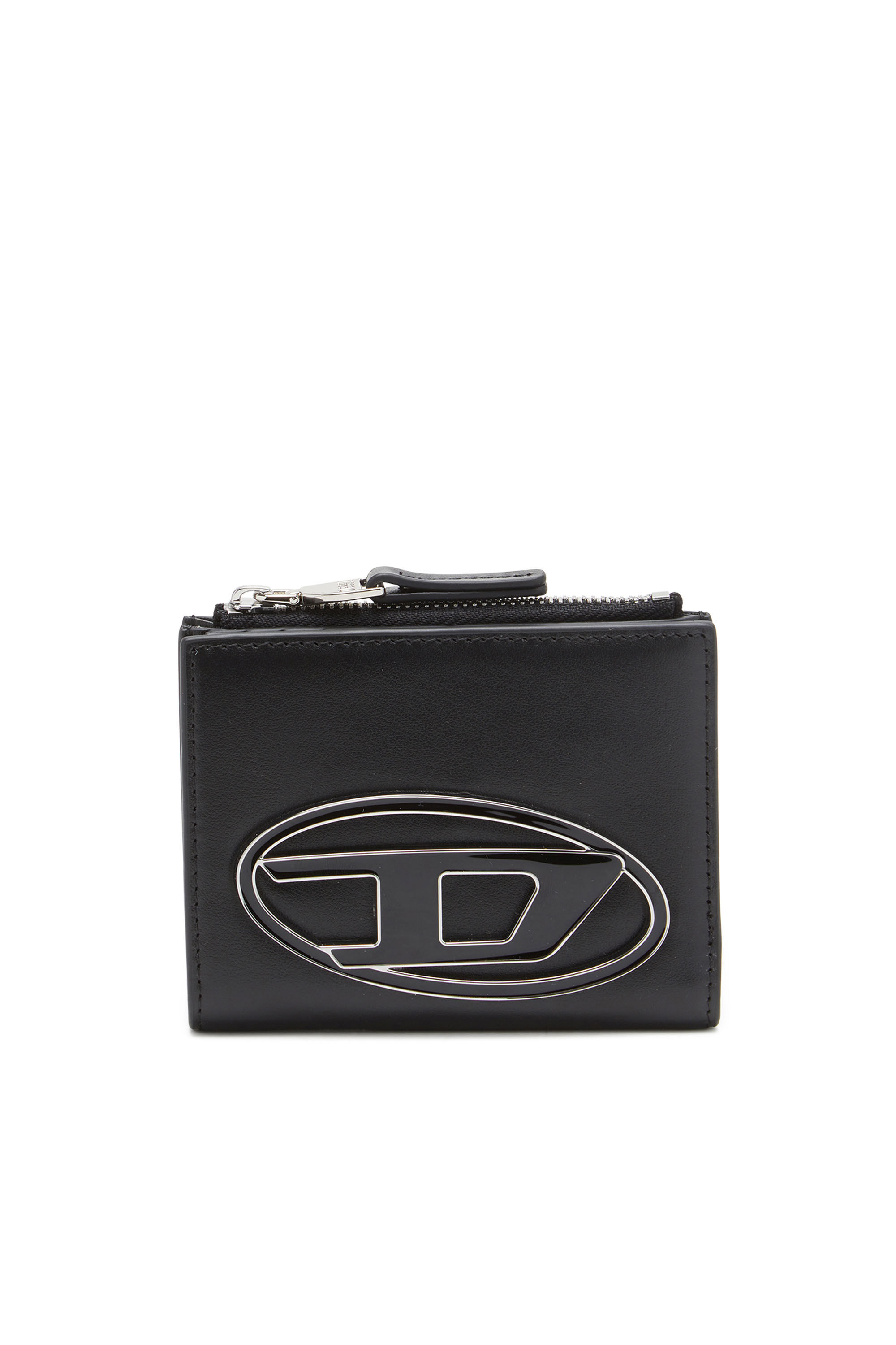 Diesel - 1DR BI-FOLD ZIP II, Donna Portafoglio piccolo in pelle con placca logo in Nero - Image 1