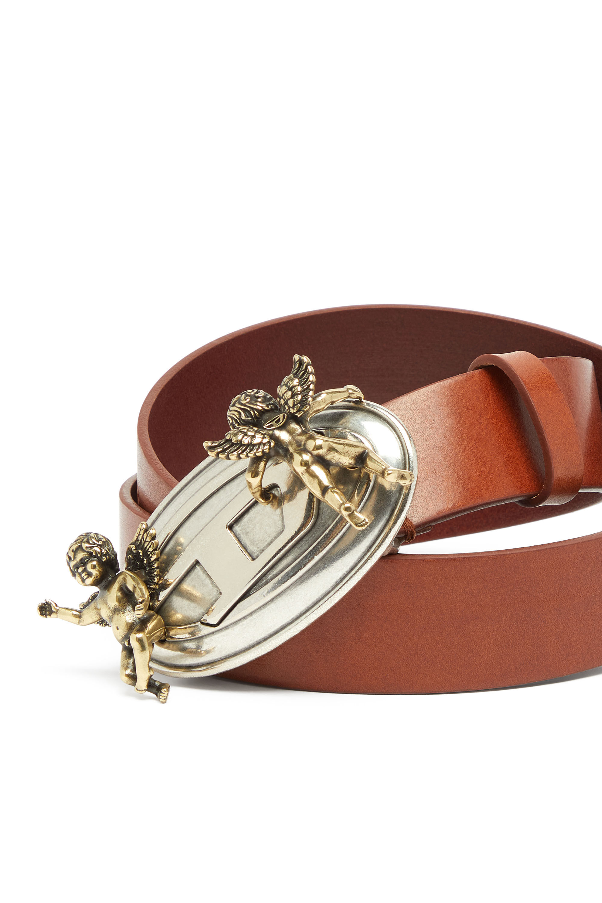 Diesel - B-OVAL ANGELS 35, Ceinture 3,5 cm en cuir avec boucle Oval D ch&eacute;rubin Femme in Marron - 3