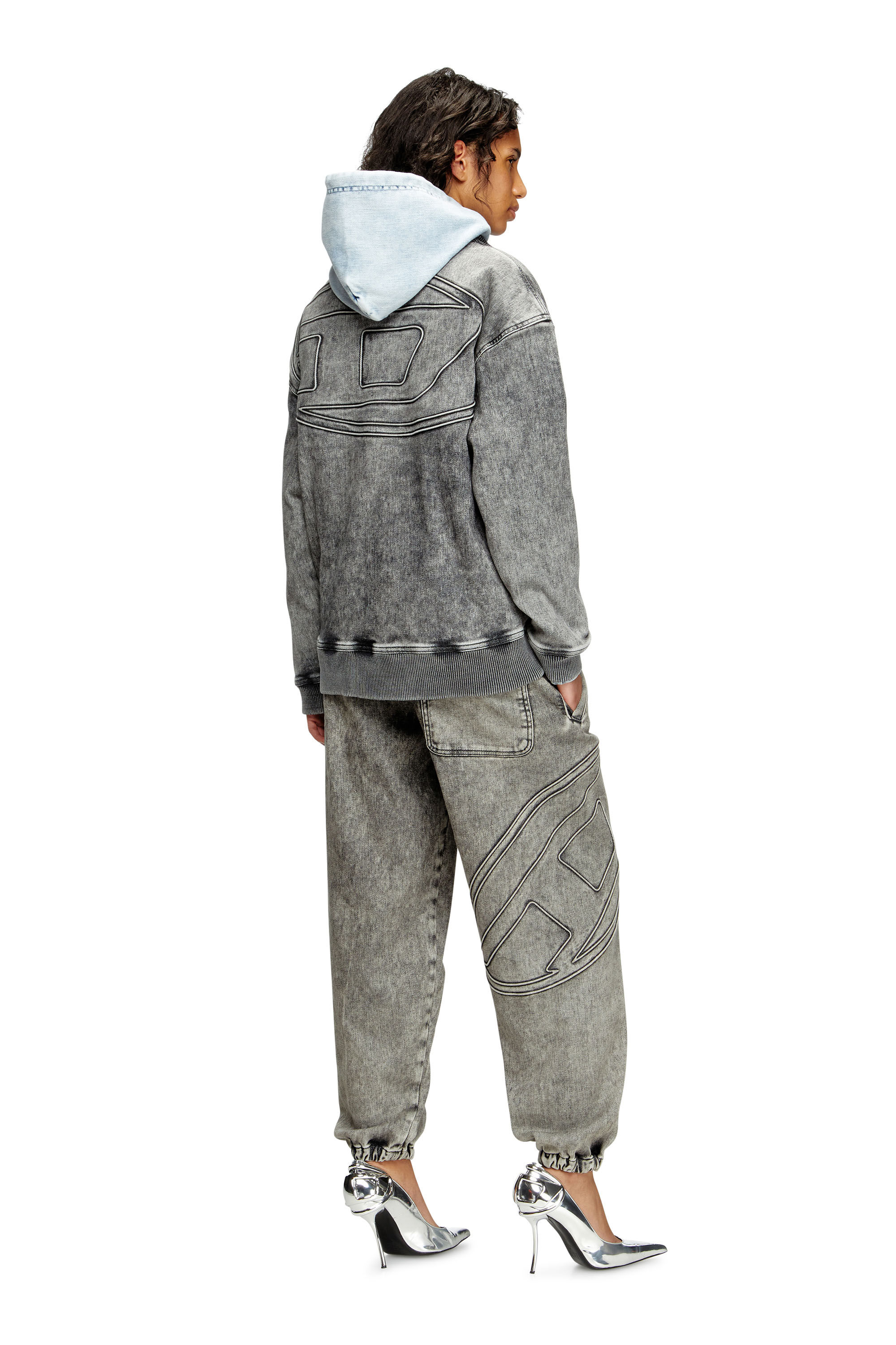 Diesel - D-CARLY-S TRACK, Felpa zip in Track Denim con Oval D Unisex in Grigio - 7