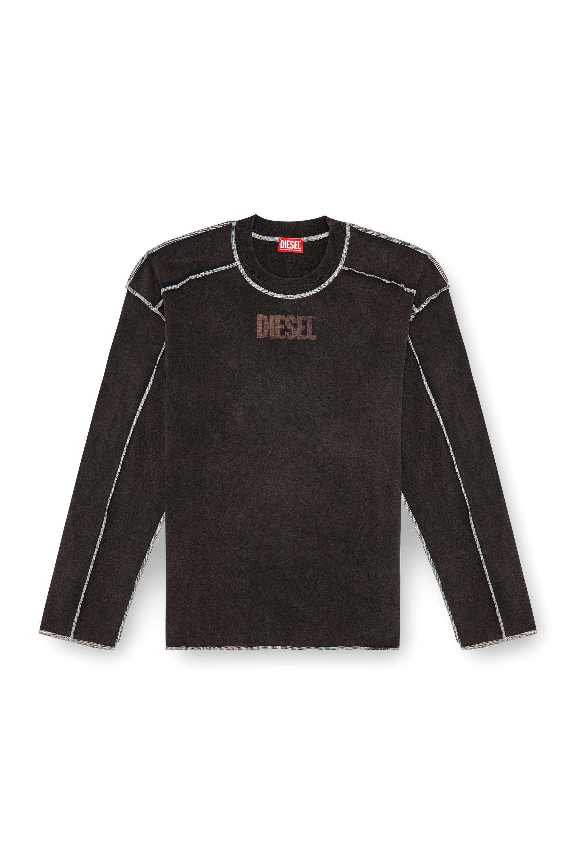 Diesel - T-CRAOR-LS, Uomo T-shirt a maniche lunghe con effetto inside-out in Grigio - Image 2