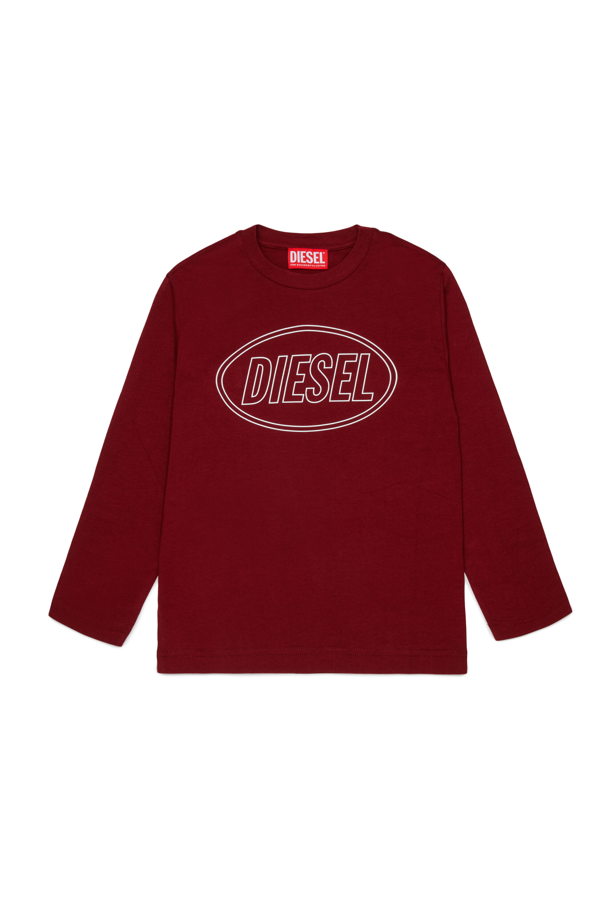 Diesel - TCIRCLELS OVER, T-shirt a manica lunga con logo Oval D Uomo in Rosso - 1