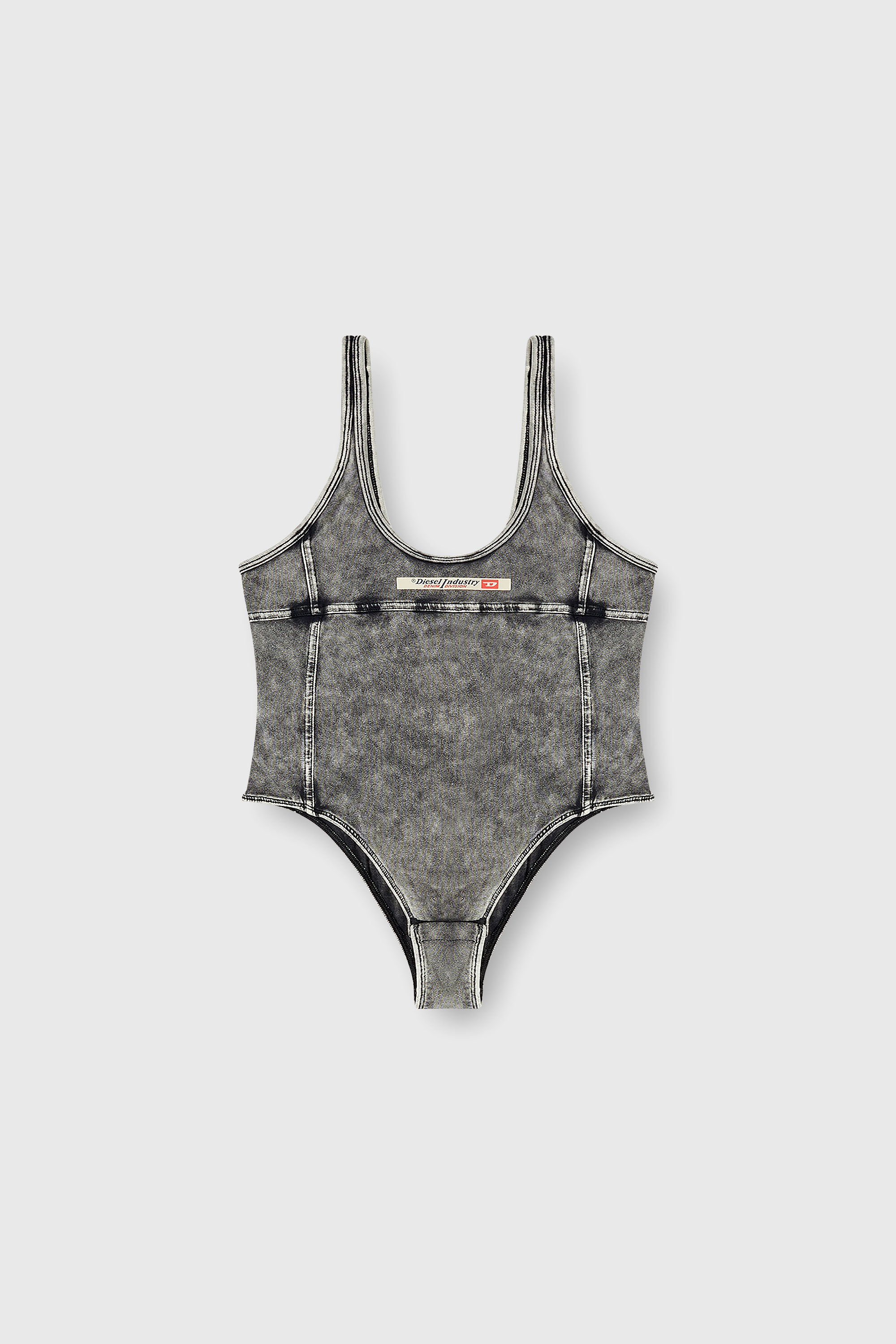 Diesel - PHOEBE-DNM, Damen Body aus Denim-Effekt-Jersey in Dunkelgrau - 2