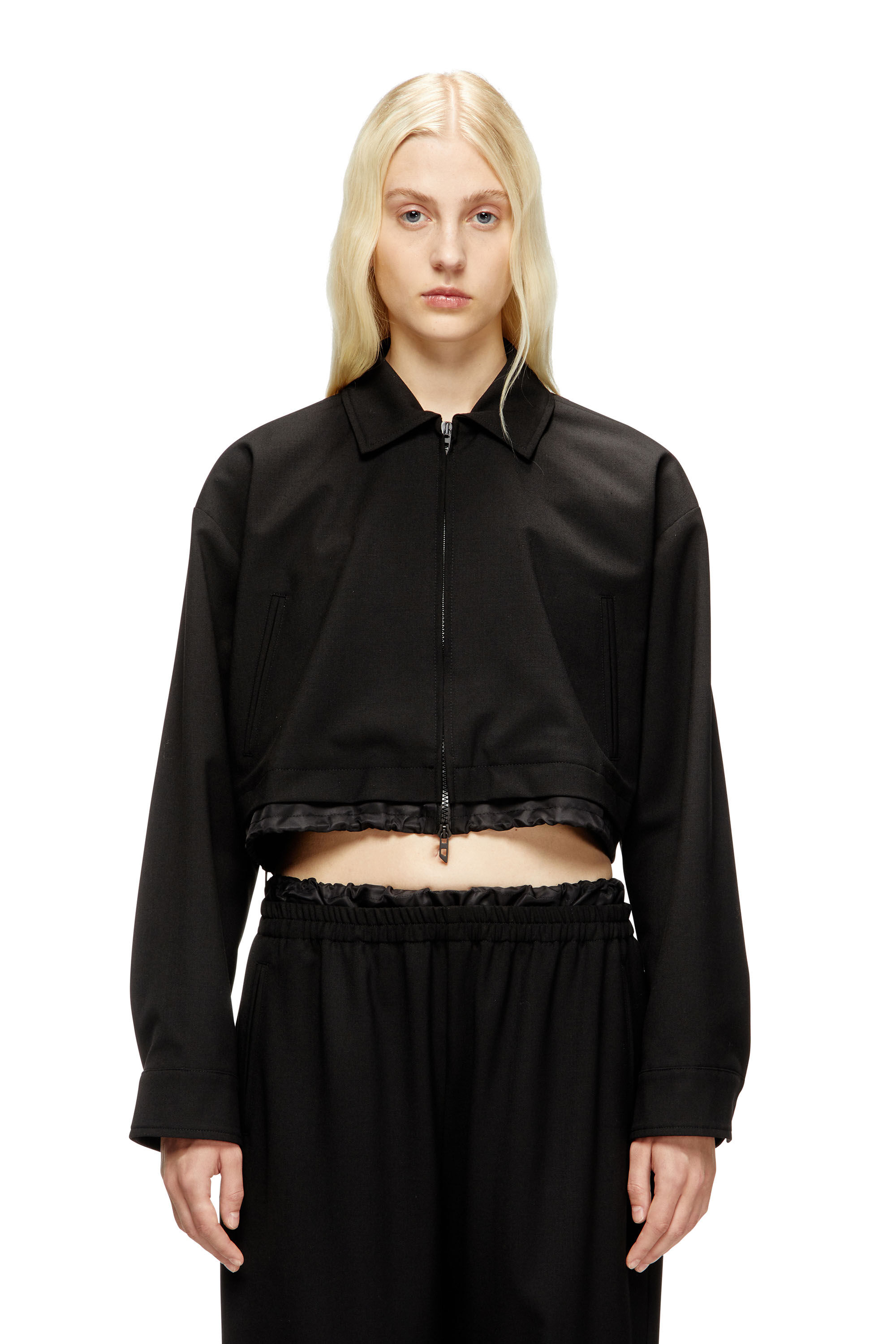 Diesel - J-TING-FEM-R2, Giacca corta in tessuto sartoriale e nylon Donna in Nero - 3