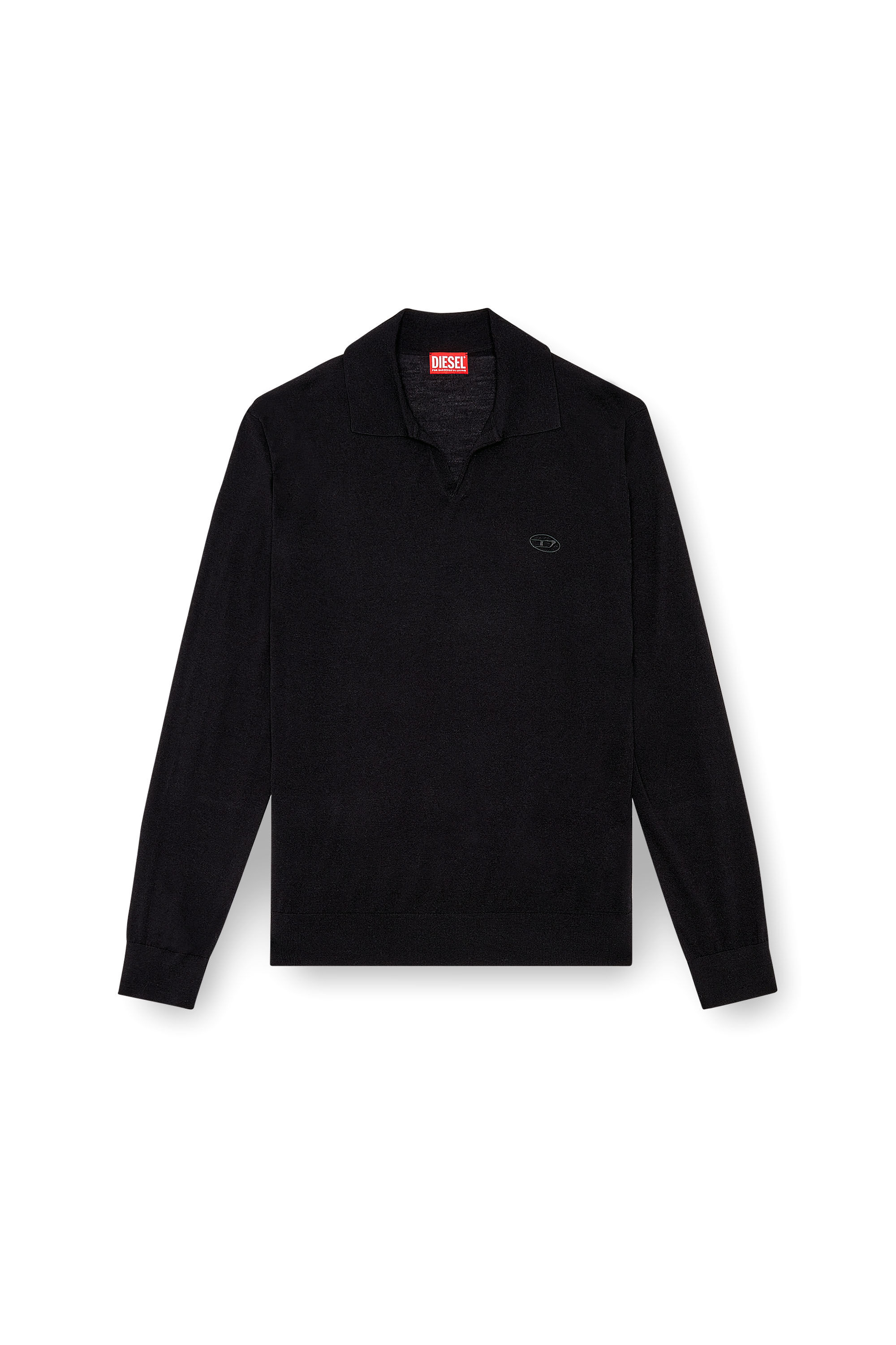 Diesel - K-GLARE, Maglia in lana con colletto polo Uomo in Nero - 2