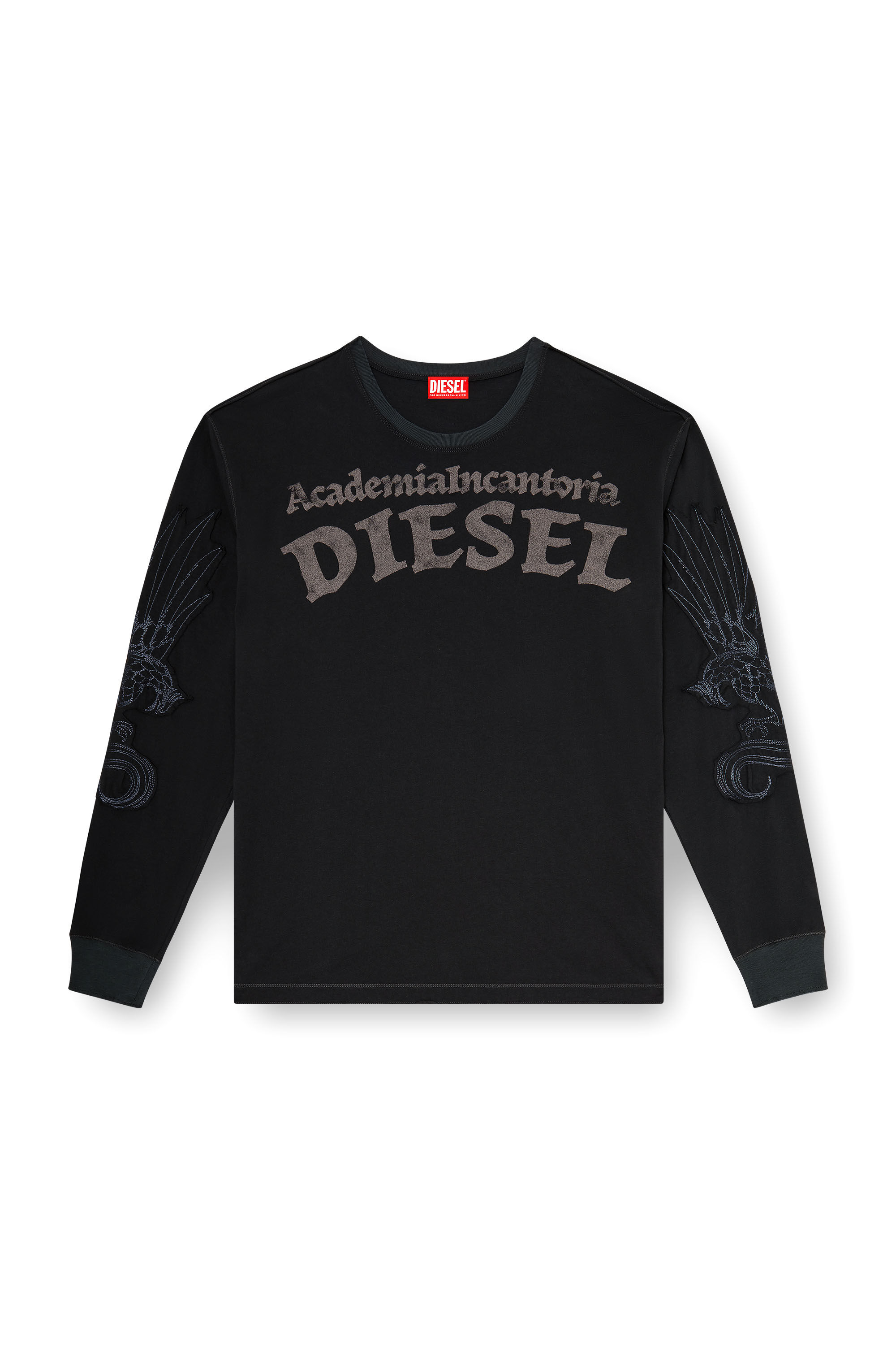 Diesel - T-NORM-LS-AA3, T-shirt a manica lunga con stampe e patch Uomo in Nero - 2