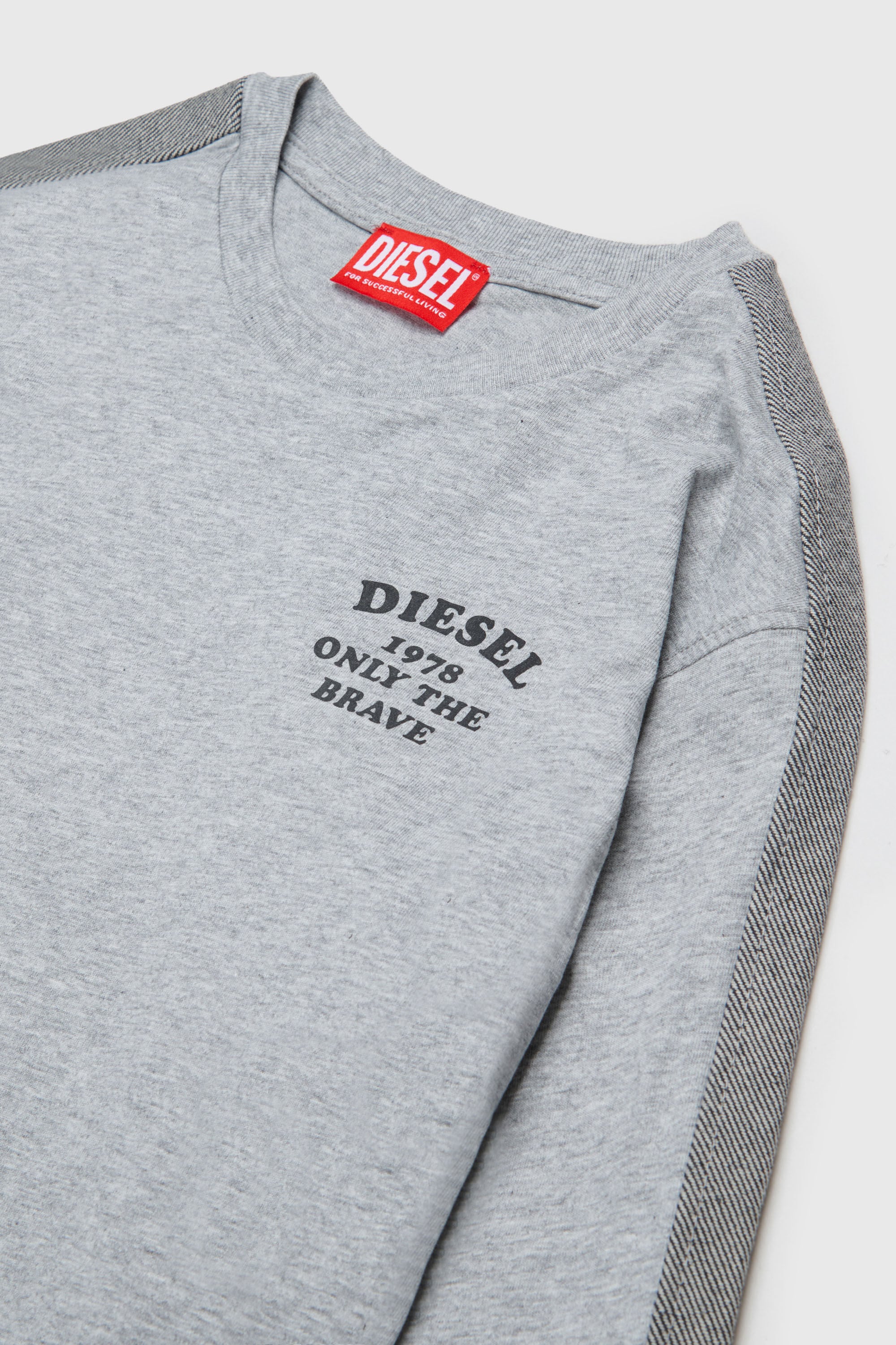 Diesel - TEAN OVER, Herren Langarmshirt mit Logo und Kontraststreifen in Grau - 3