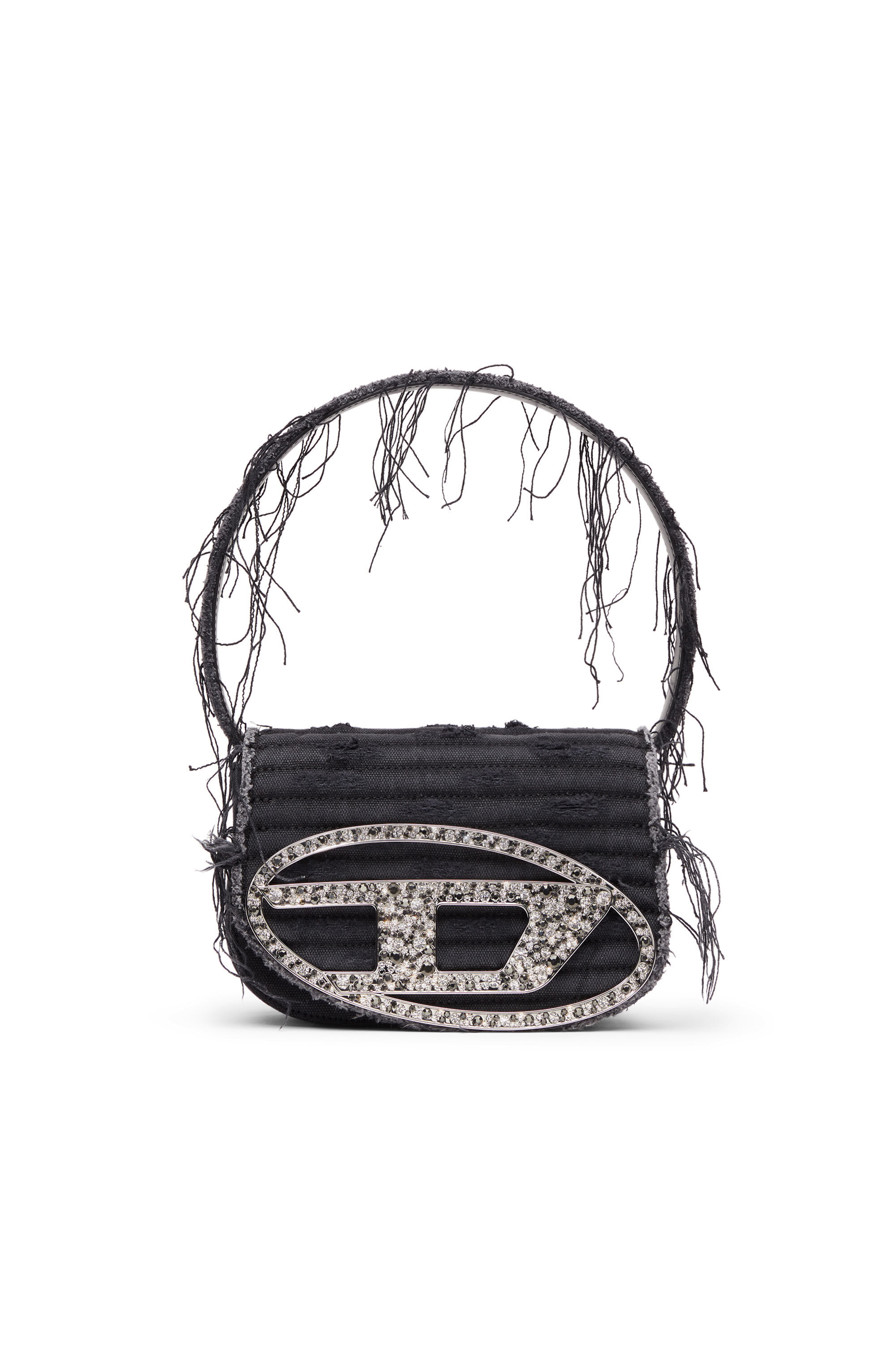 Diesel - 1DR, 1DR-Iconica borsa a spalla in tela e pelle Donna in Nero - 1