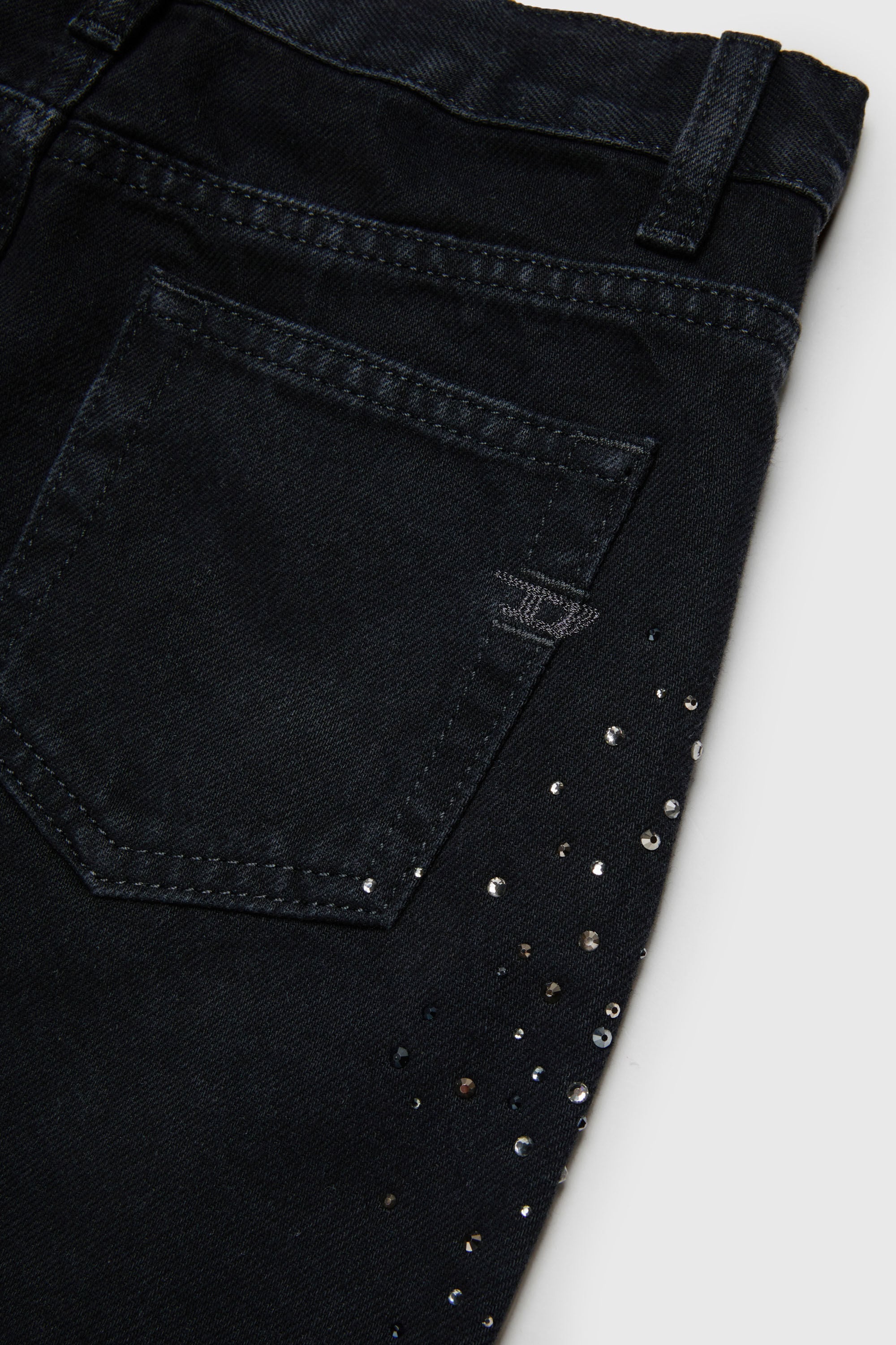 Diesel - GIANNA-SP, Minigonna in denim a taglio vivo con strass Donna in Nero - 4