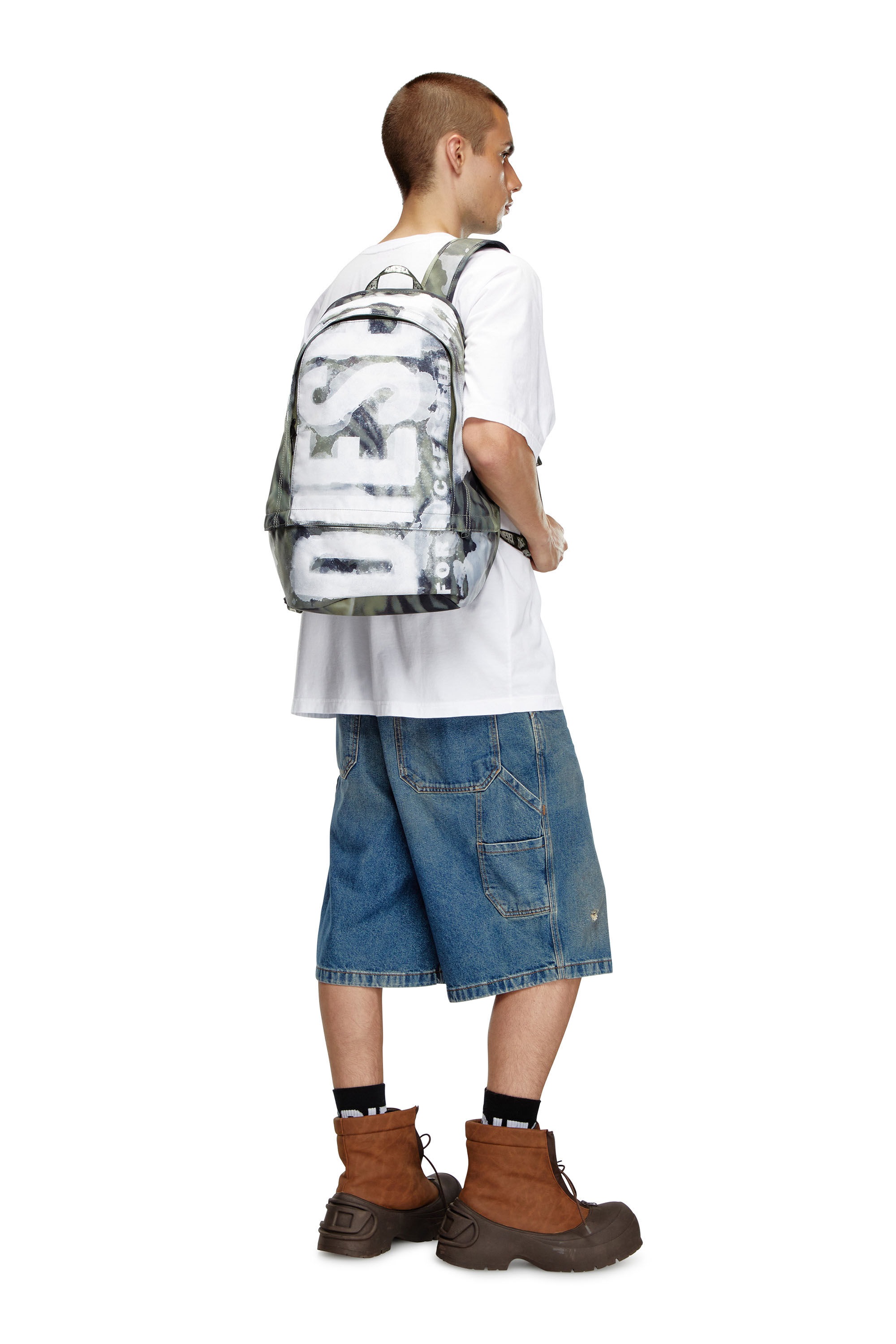 Diesel - RAVE BACKPACK X, Unisex Rave-Zaino con stampa camouflage effetto bagnato in Multicolor - Image 6
