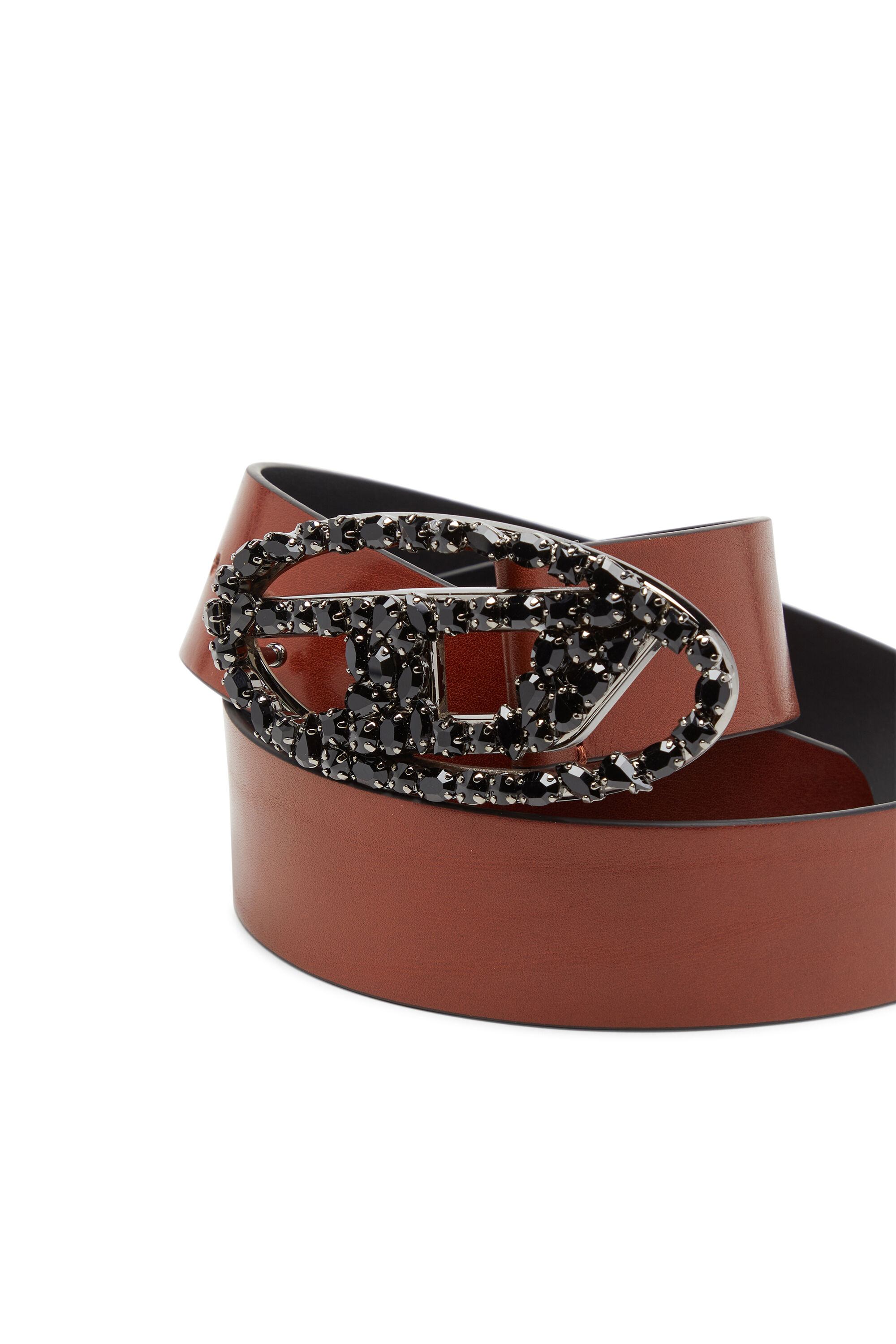 Diesel - B-1DR W-CROWN, Ceinture en cuir pull-up de 4 cm avec boucle bijou Femme in Marron - 3
