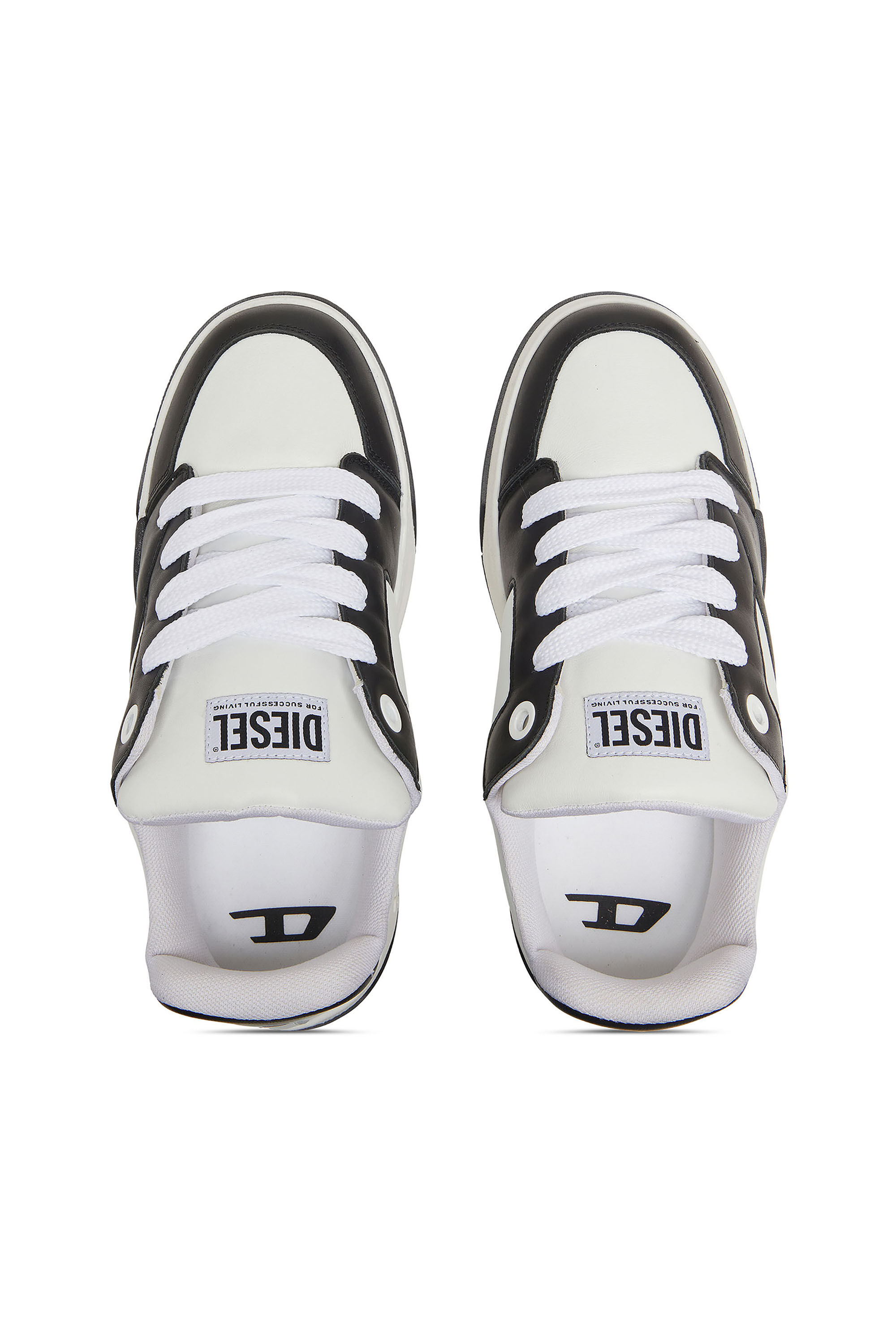 Diesel - S-D-OLLIE LOW, S-D-Ollie-Sneaker da uomo in pelle color block Uomo in Bianco - 4