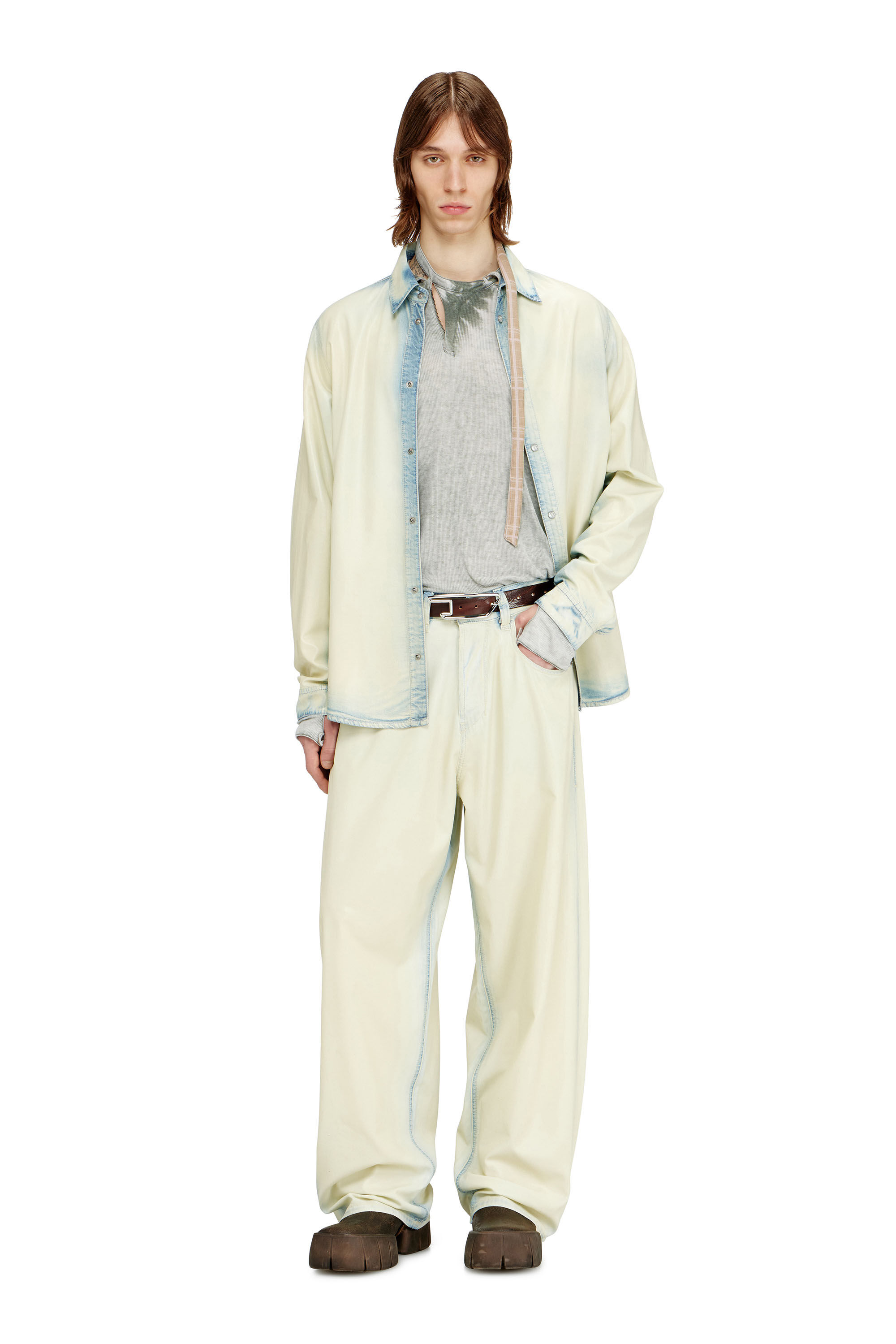 Diesel - B-D LINE 30, Unisex 3 cm breiter G&uuml;rtel aus gewachstem Leder mit D-Logo-Schnalle in Braun - 4