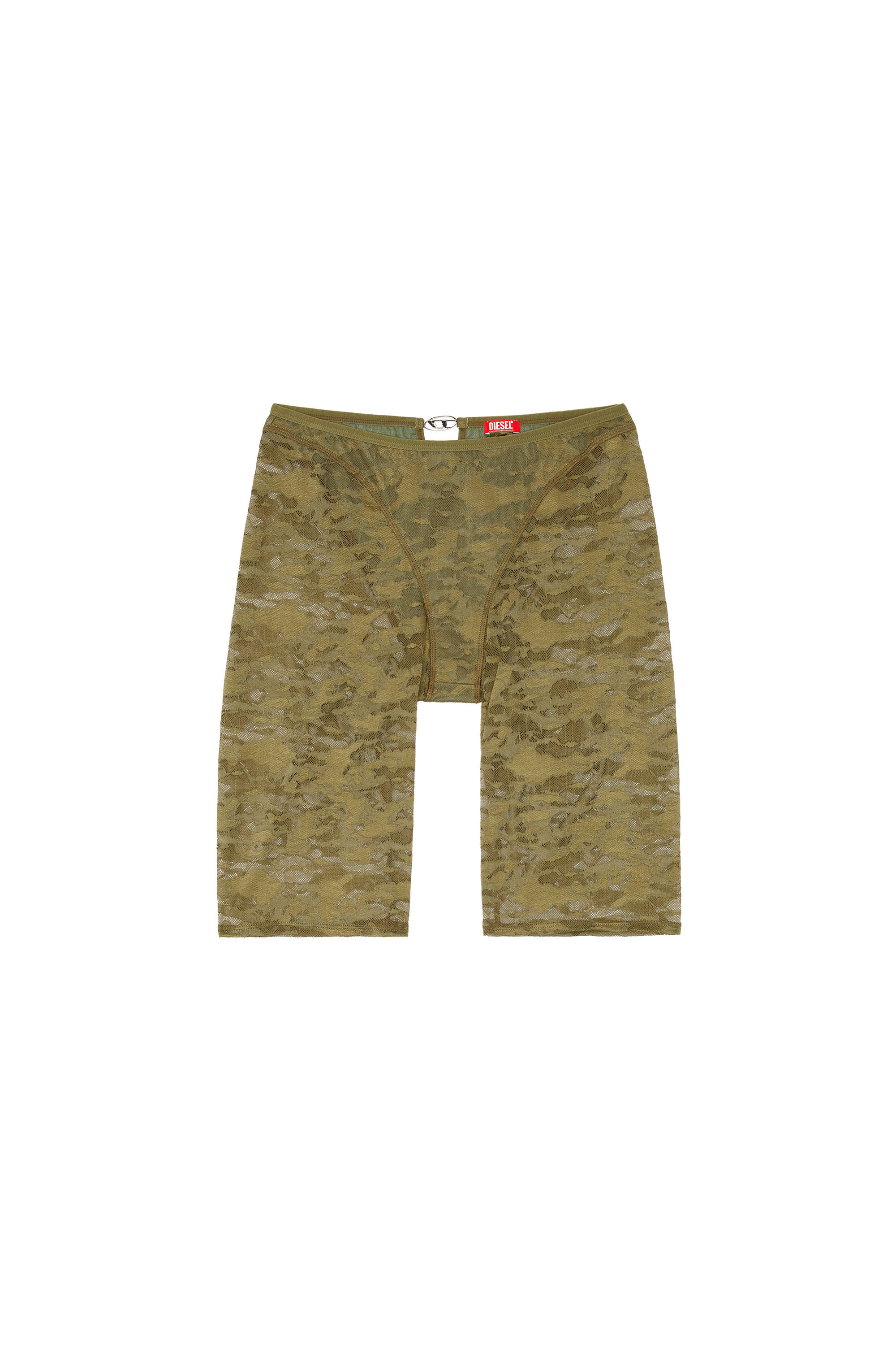Diesel - UFLB-D-OVAL-LACE-SHORT, Short in pizzo camouflage con placca Oval D Donna in Verde - 2