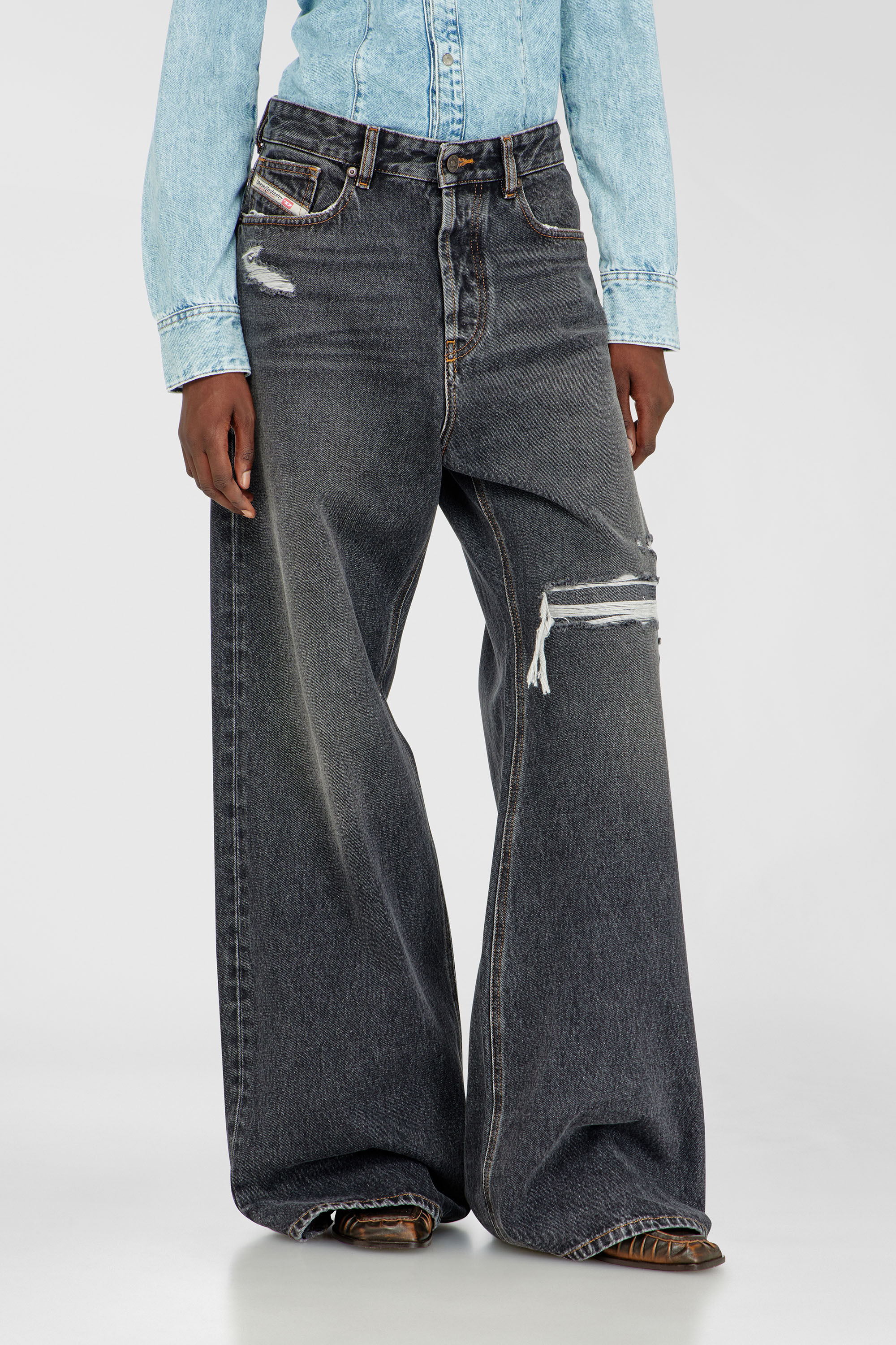 Diesel - Relaxed Jeans 1996 D-Sire 007F6 Mixte, Noir/Gris fonc&eacute; - Image 4
