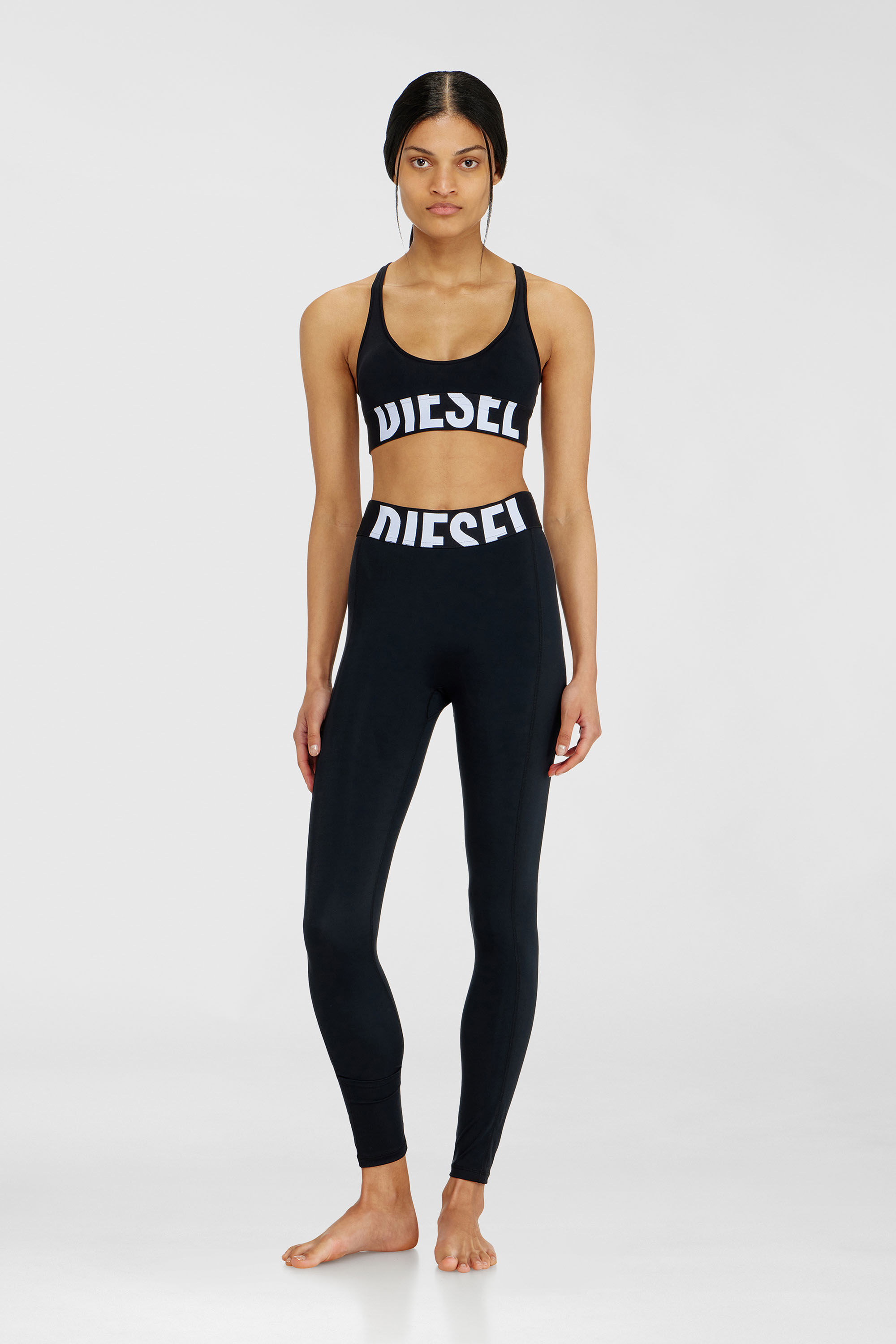 Diesel - ALLISON-D-POP, Brassi&egrave;re de sport en microfibre avec logo tronqu&eacute; Femme in Noir - 1