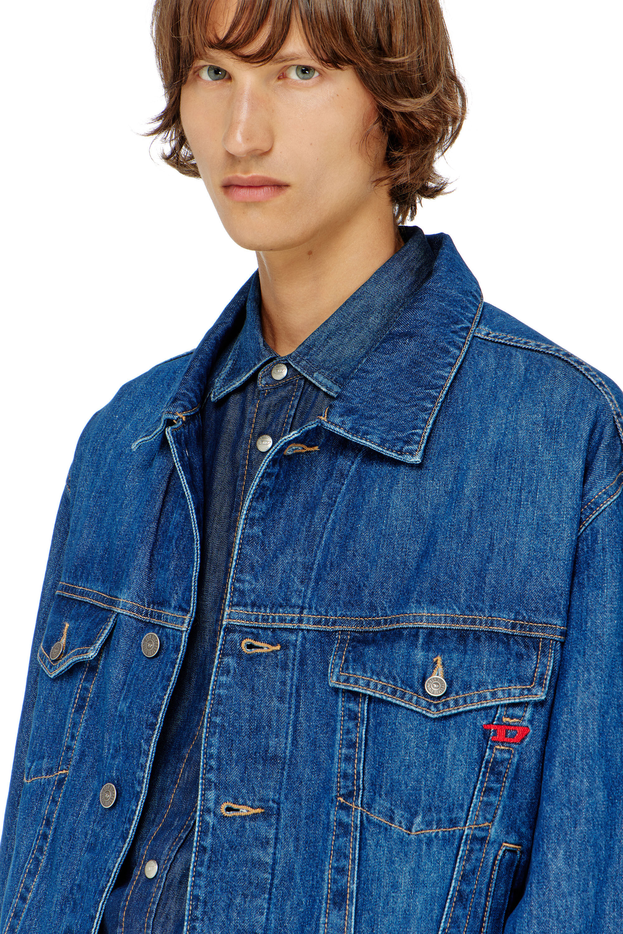 Diesel - D-RANGER, Veste trucker en denim Homme in Bleu - 5