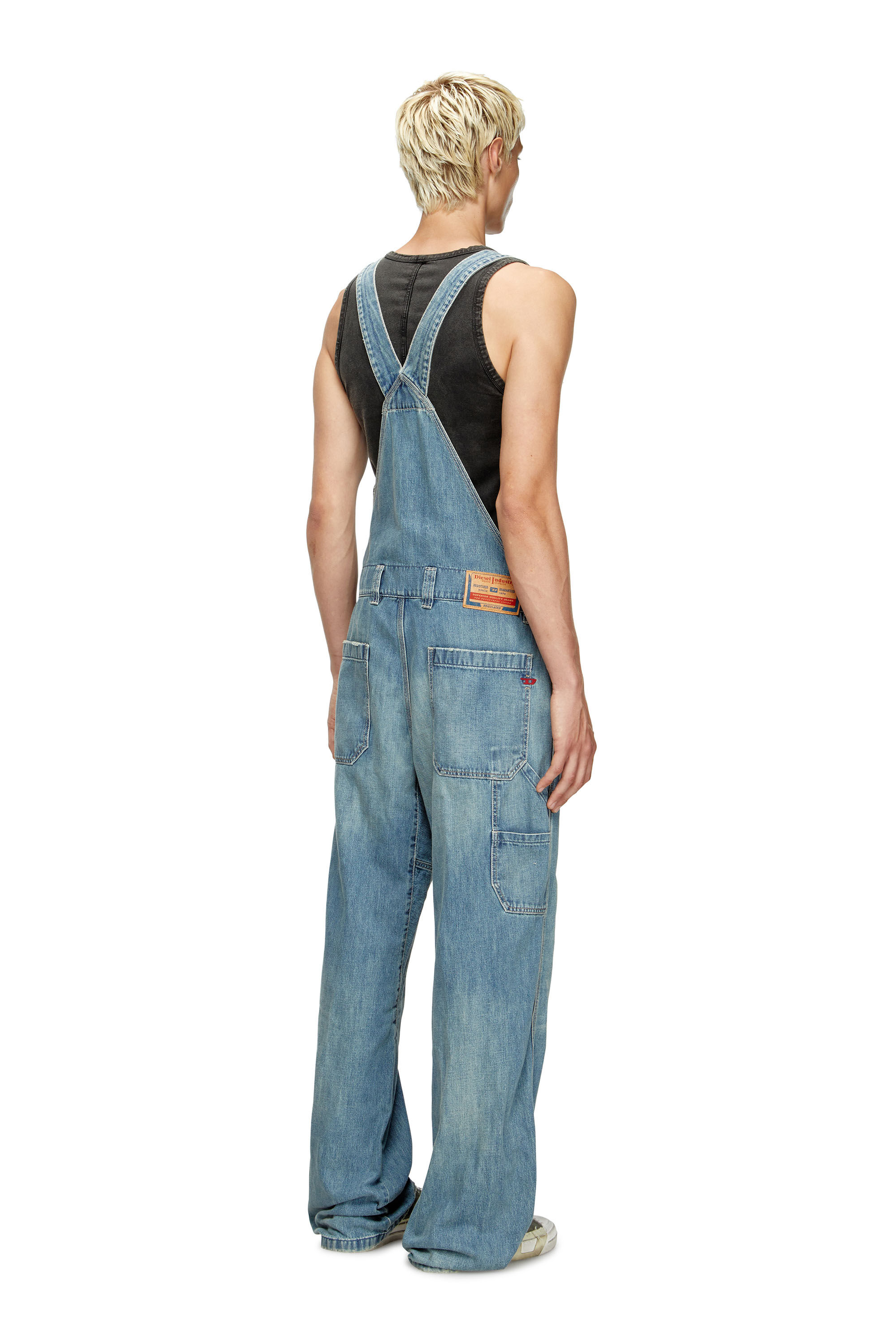 Diesel - D-FRAMU-U, Unisex Utility-Latzhose aus Denim in Hellblau - 4
