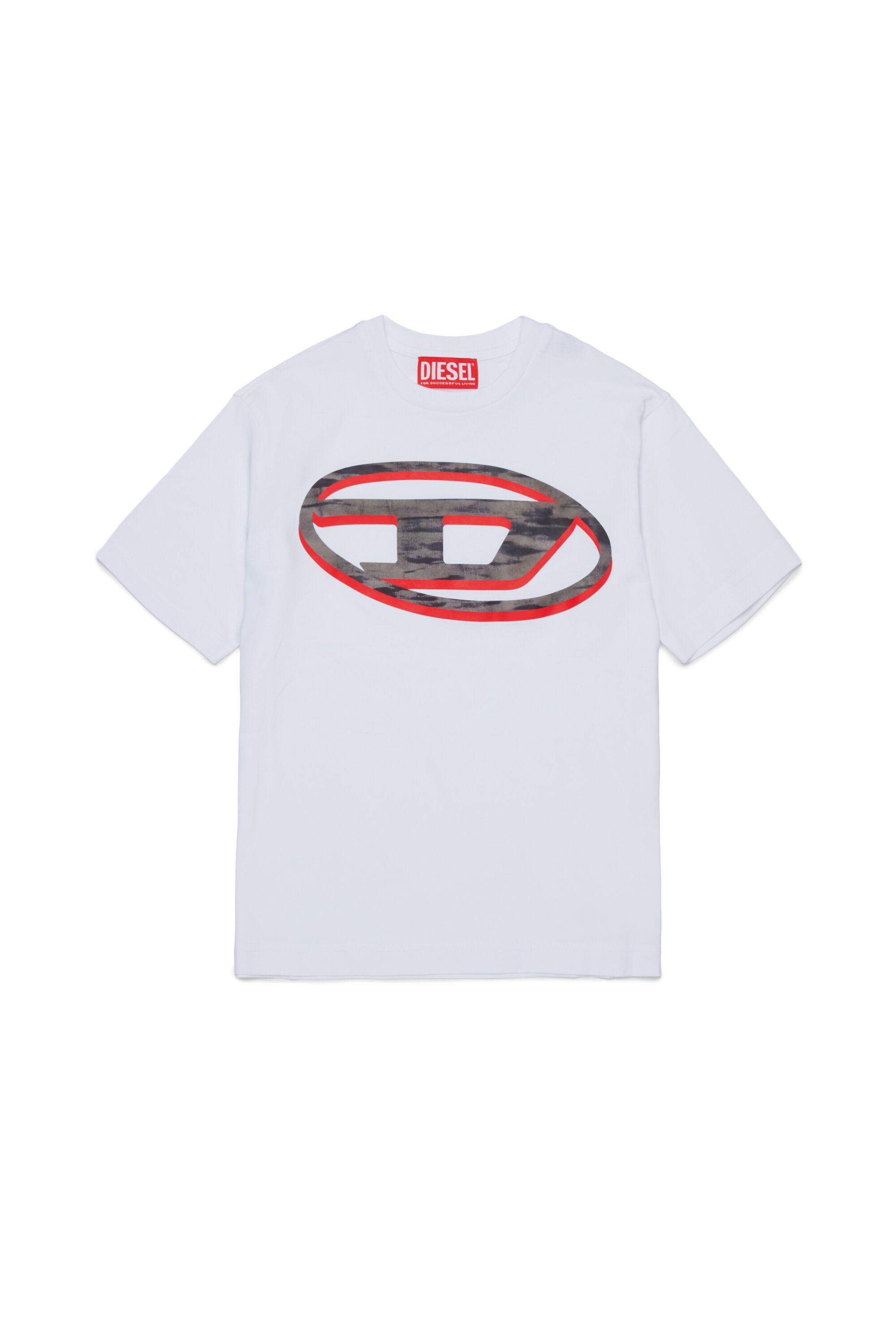 Diesel - TVEL OVER, T-shirt avec imprim&eacute; Oval D bicolore Homme in Blanc - 1