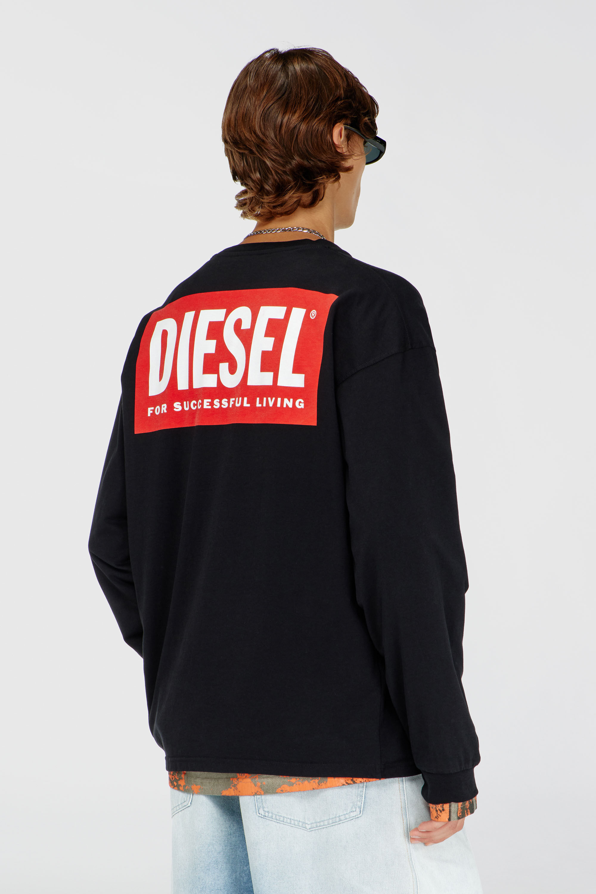 Diesel - T-BOXT-LS-BISK, Herren L&auml;ssig geschnittenes Langarm-T-Shirt mit Biscotto-Logo in Schwarz - 4