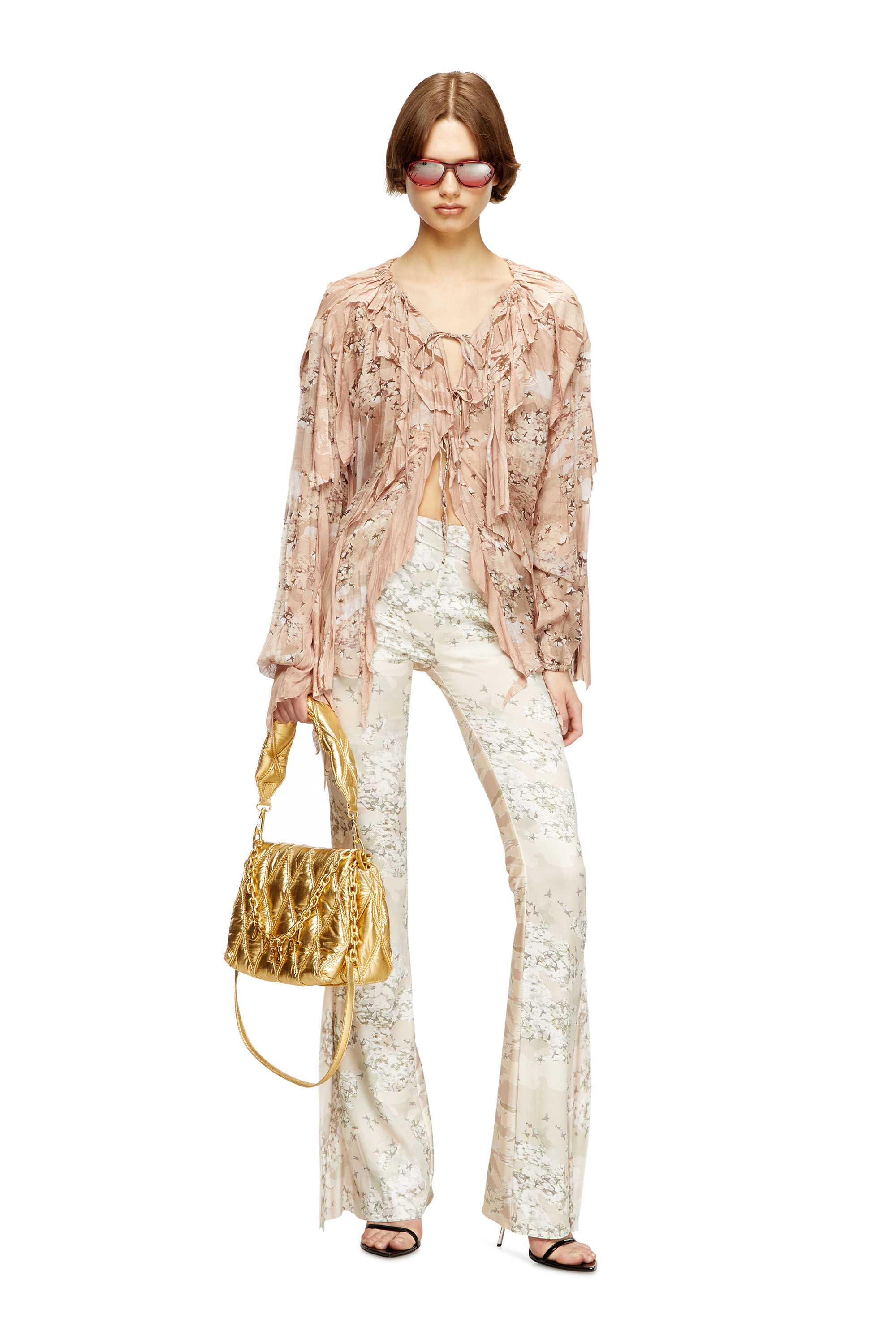 Diesel - CHARM-D SHOULDER M, Borsa a spalla in nylon metallizzato trapuntato Donna in Oro - 6