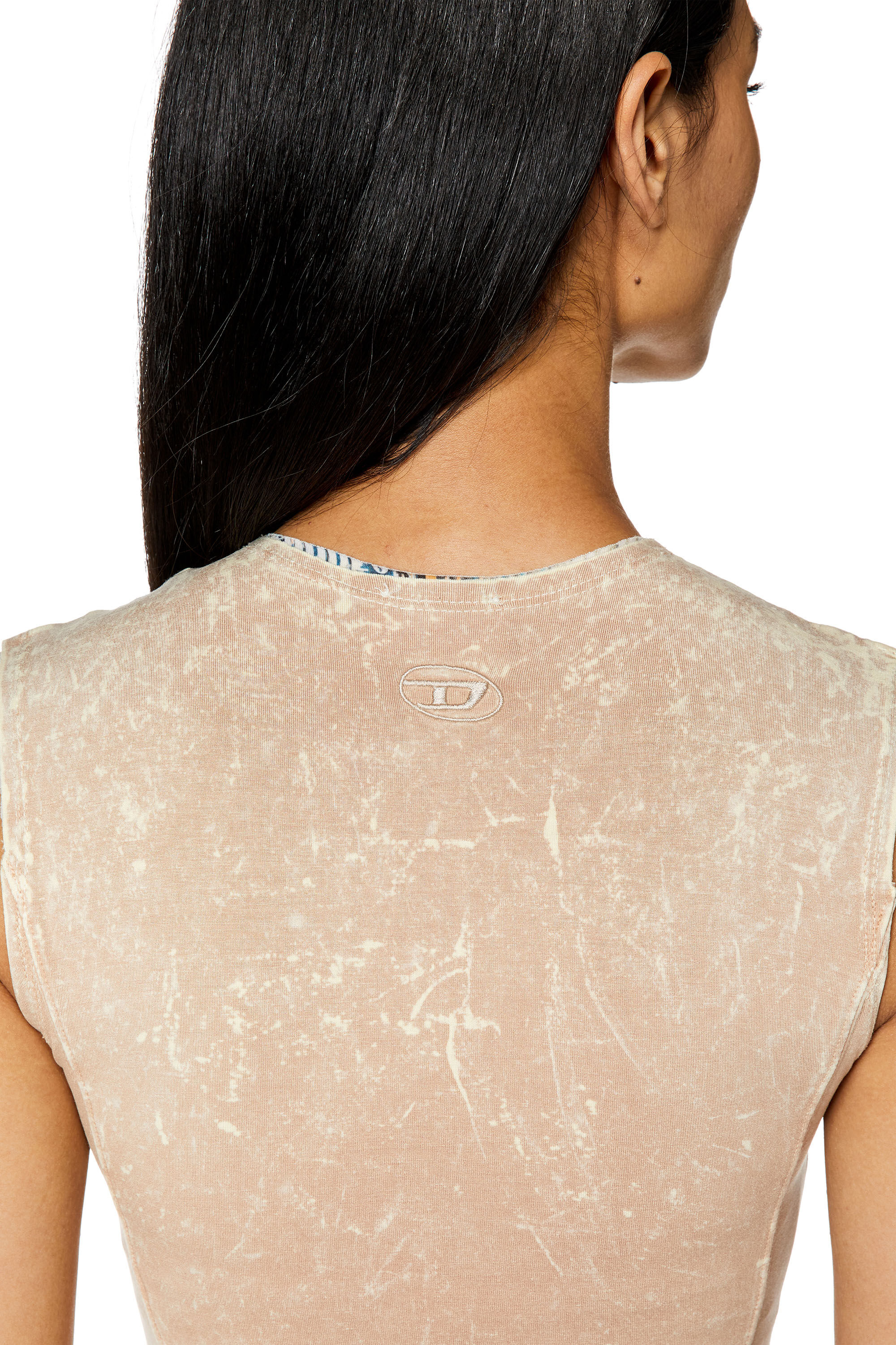 Diesel - D-TREATY, Damen Doppellagiges Kleid in Marmorwaschung in Beige - 4