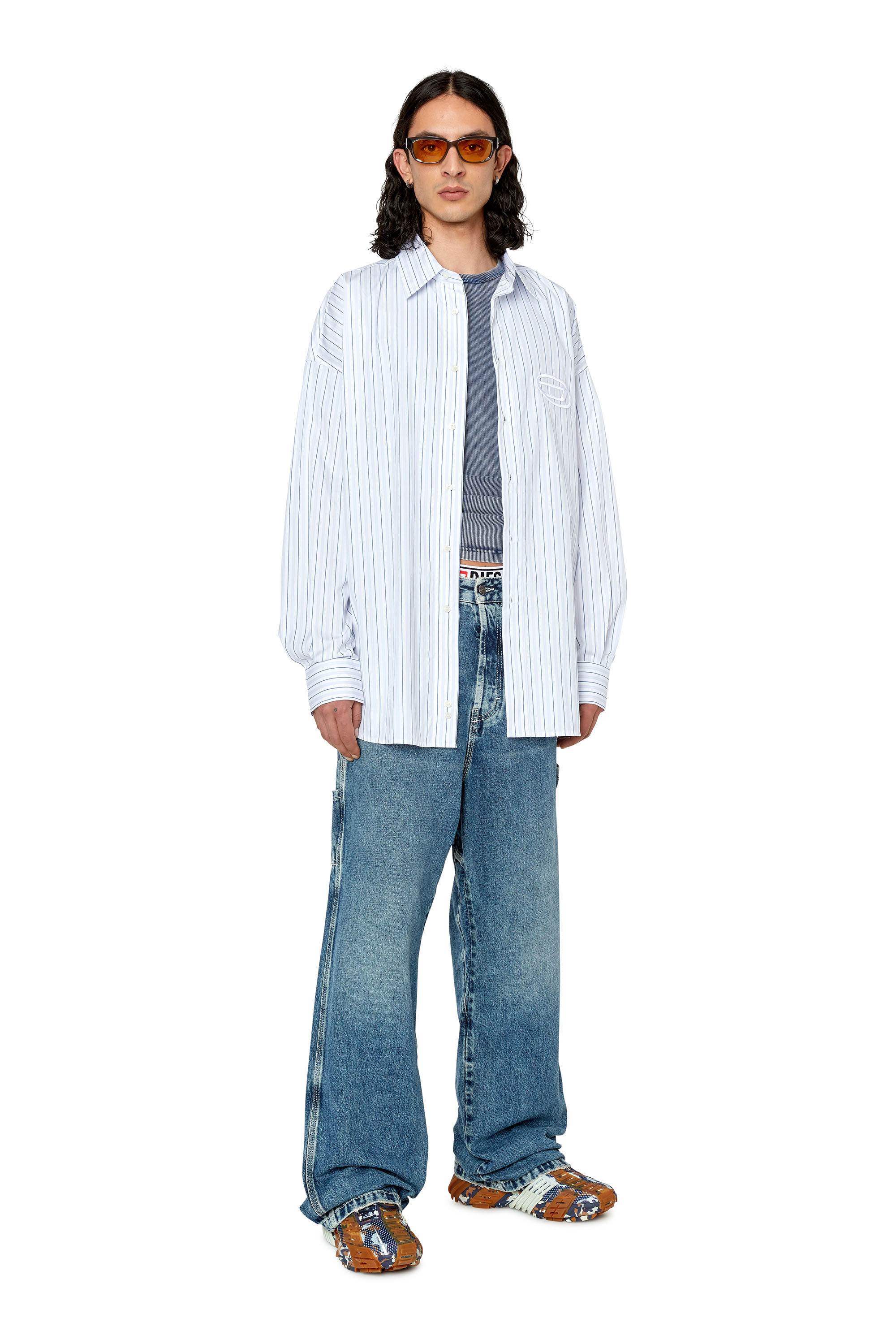 S-DOUBLY-STRIPE Man: Fine cotton shirt with striped pattern