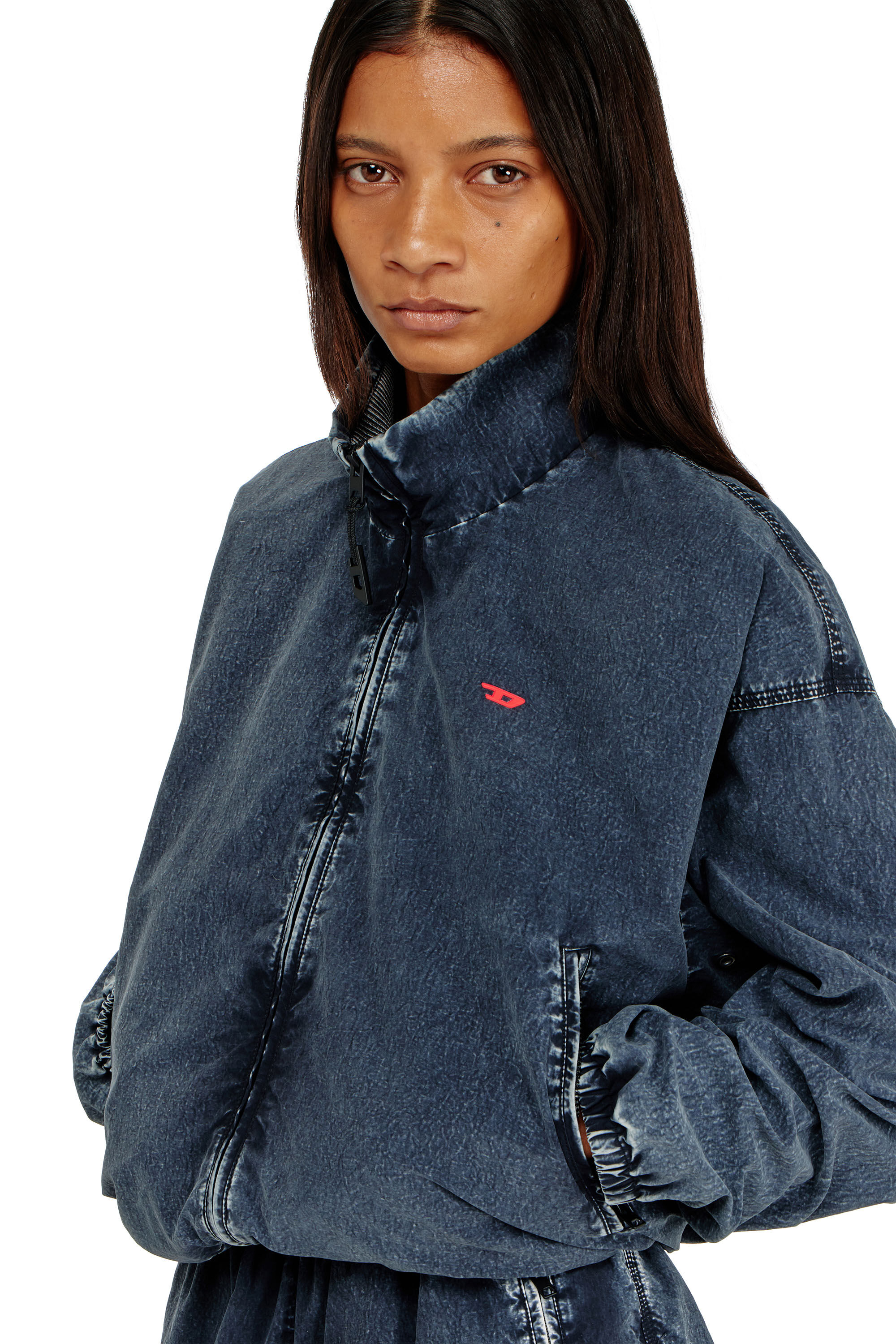 Diesel - G-LEAMER, Giacca windbreaker in taslan acid-wash Donna in Blu - 5