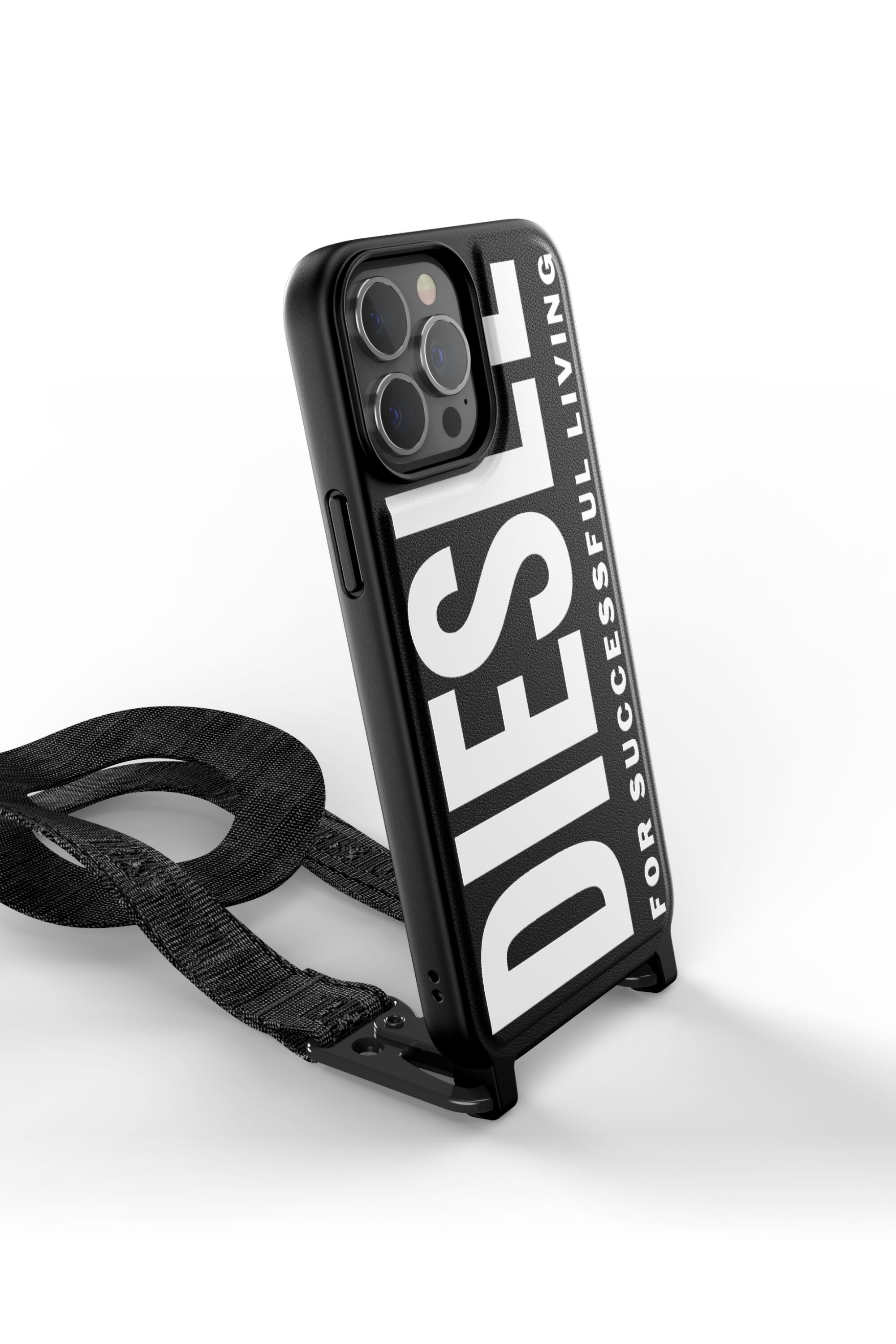 Diesel - 47170 NECKLACE CASE, Custodia rigida con cordino per iPhone 13 Pro Max Unisex in Nero - 3