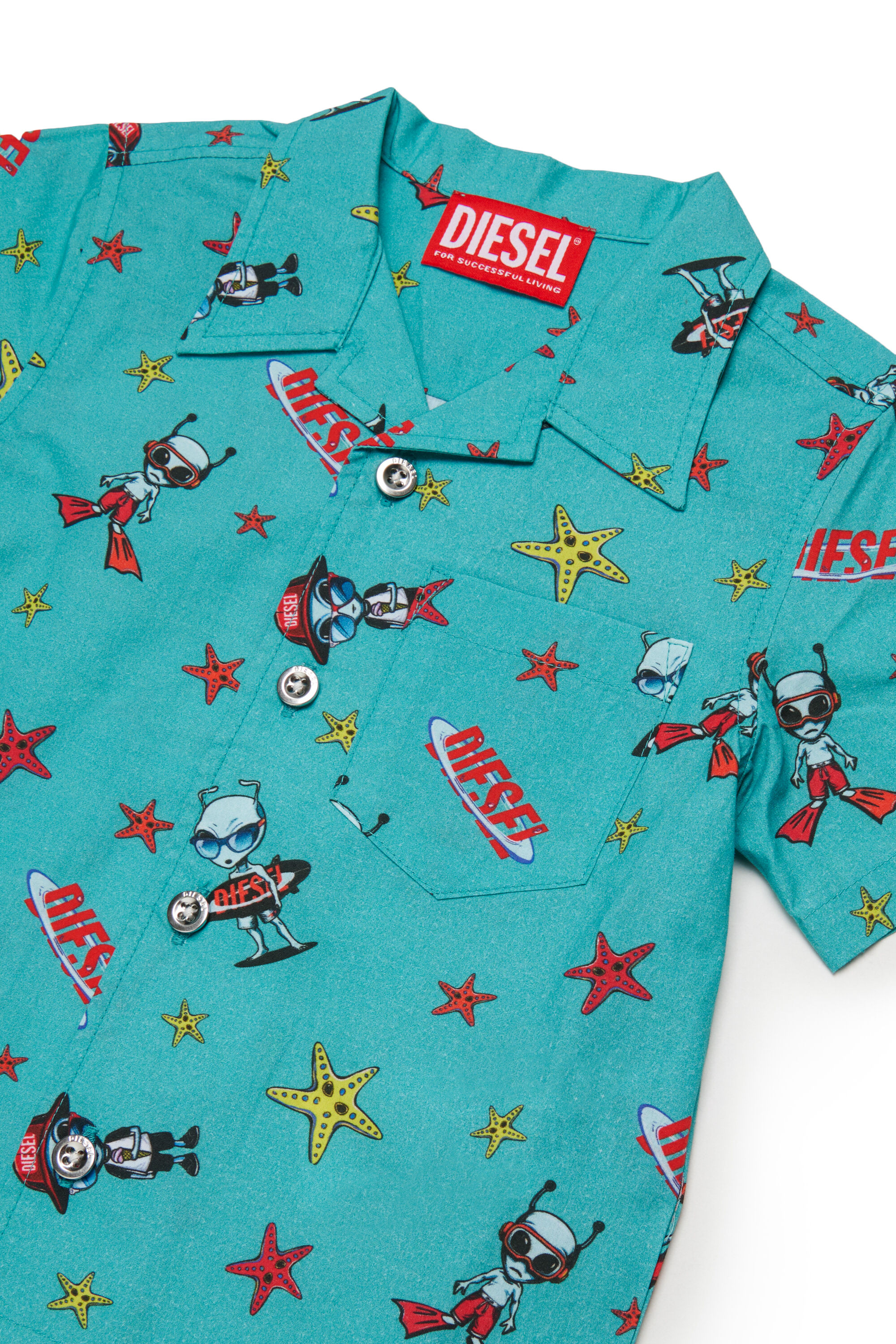 Diesel - MCALYB, Herren Baumwollhemd mit Allover-Prints in Wassergr&uuml;n - 3