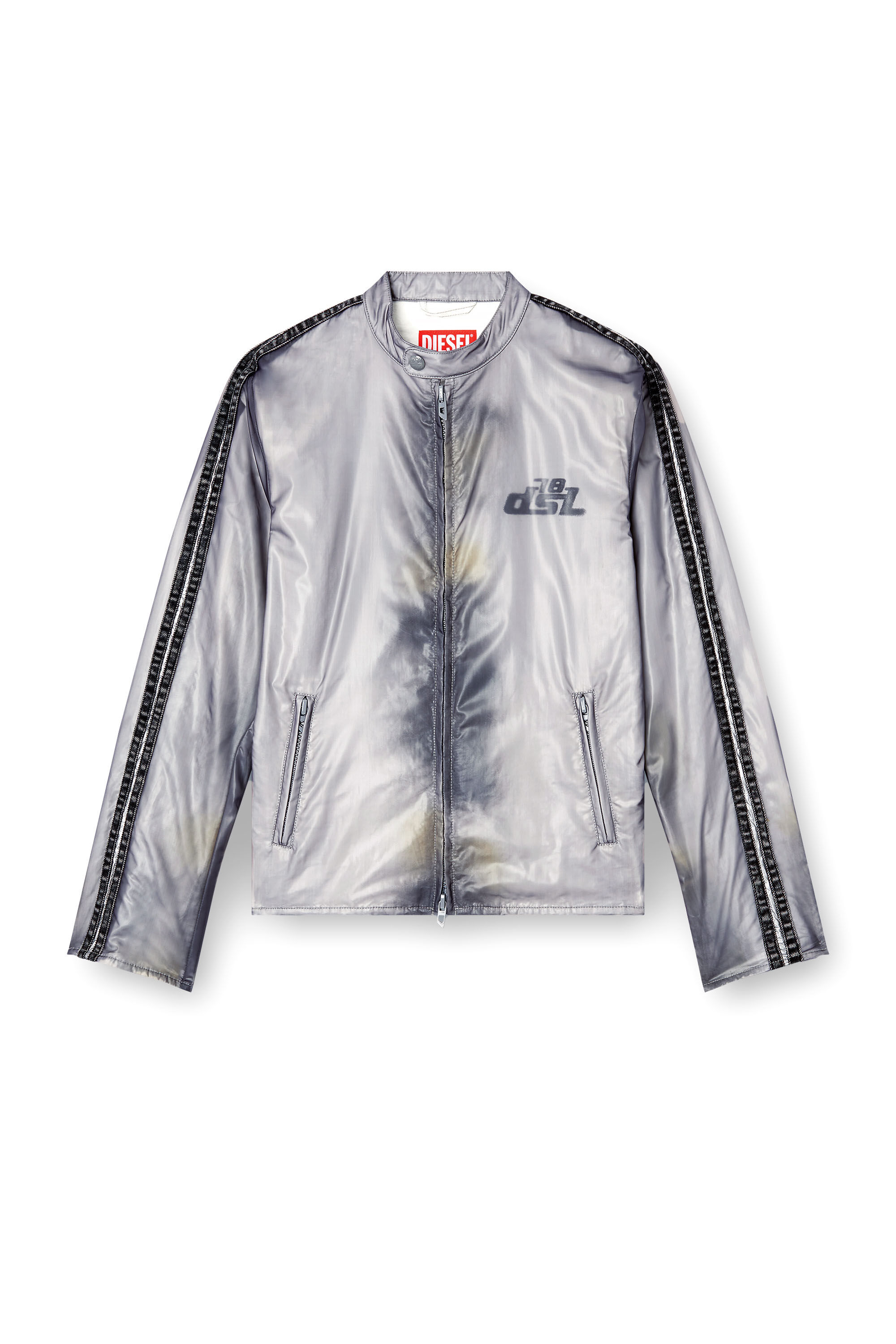 Diesel - J-POP, Giacca biker con trasparenza Uomo in Grigio - 2