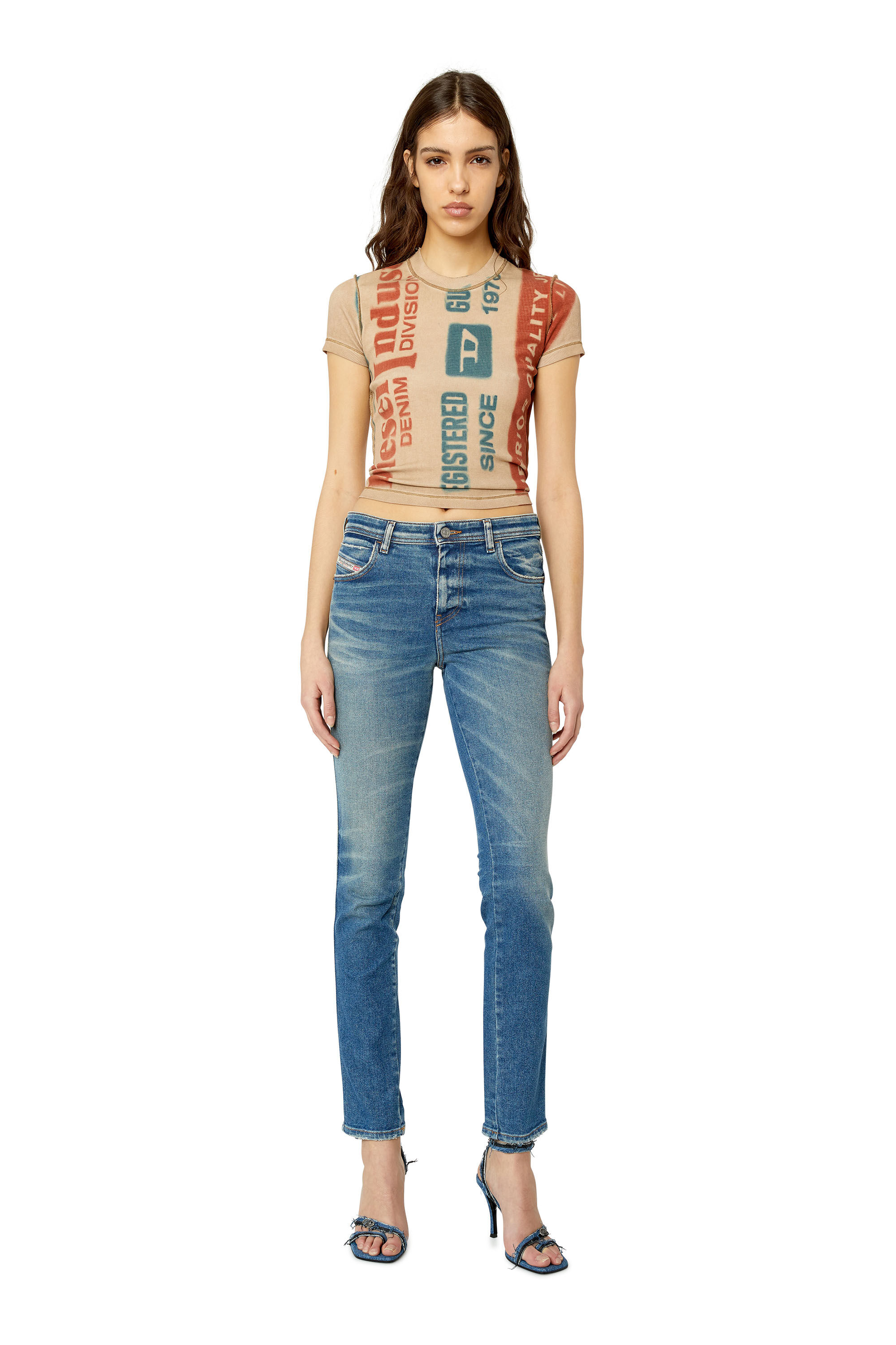 Diesel - 2015 Babhila 09E88 Skinny Jeans, Mittelblau - Image 1
