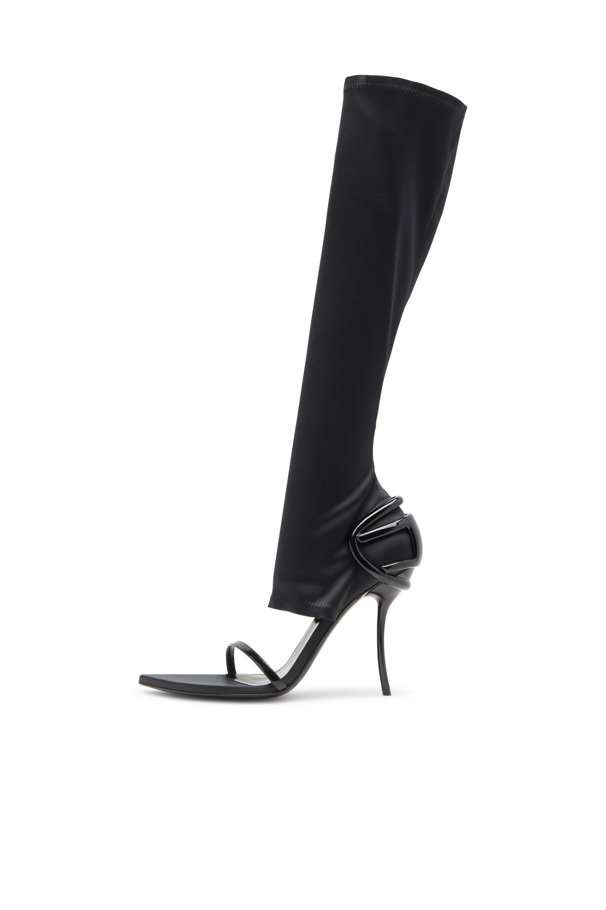 Diesel - D-TEN&HALF SDL KB, Damen D-Ten&Half-Stiletto-Kniestiefel-Sandalen aus Stretch-Satin in Schwarz - 6