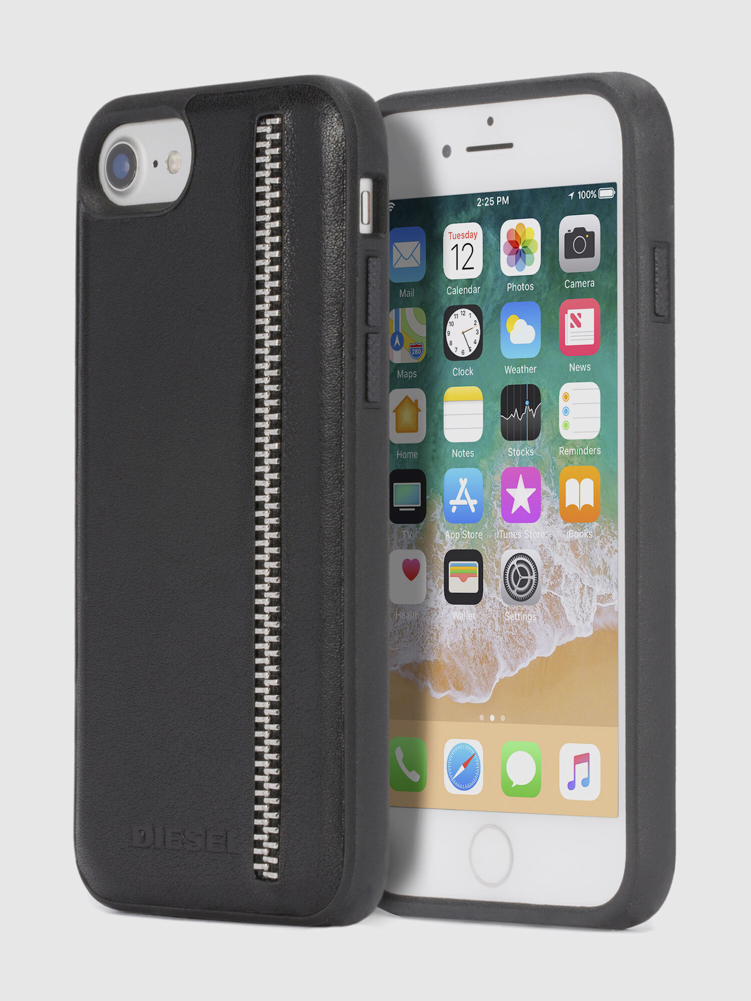 Diesel - ZIP BLACK LEATHER IPHONE 8 PLUS/7 PLUS/6s PLUS/6 PLUS CASE, Unisex Schutzhülle mit Reißverschlussdetail, iPhone 8Plus/7Plus/6s Plus/6Plus in Schwarz - 1