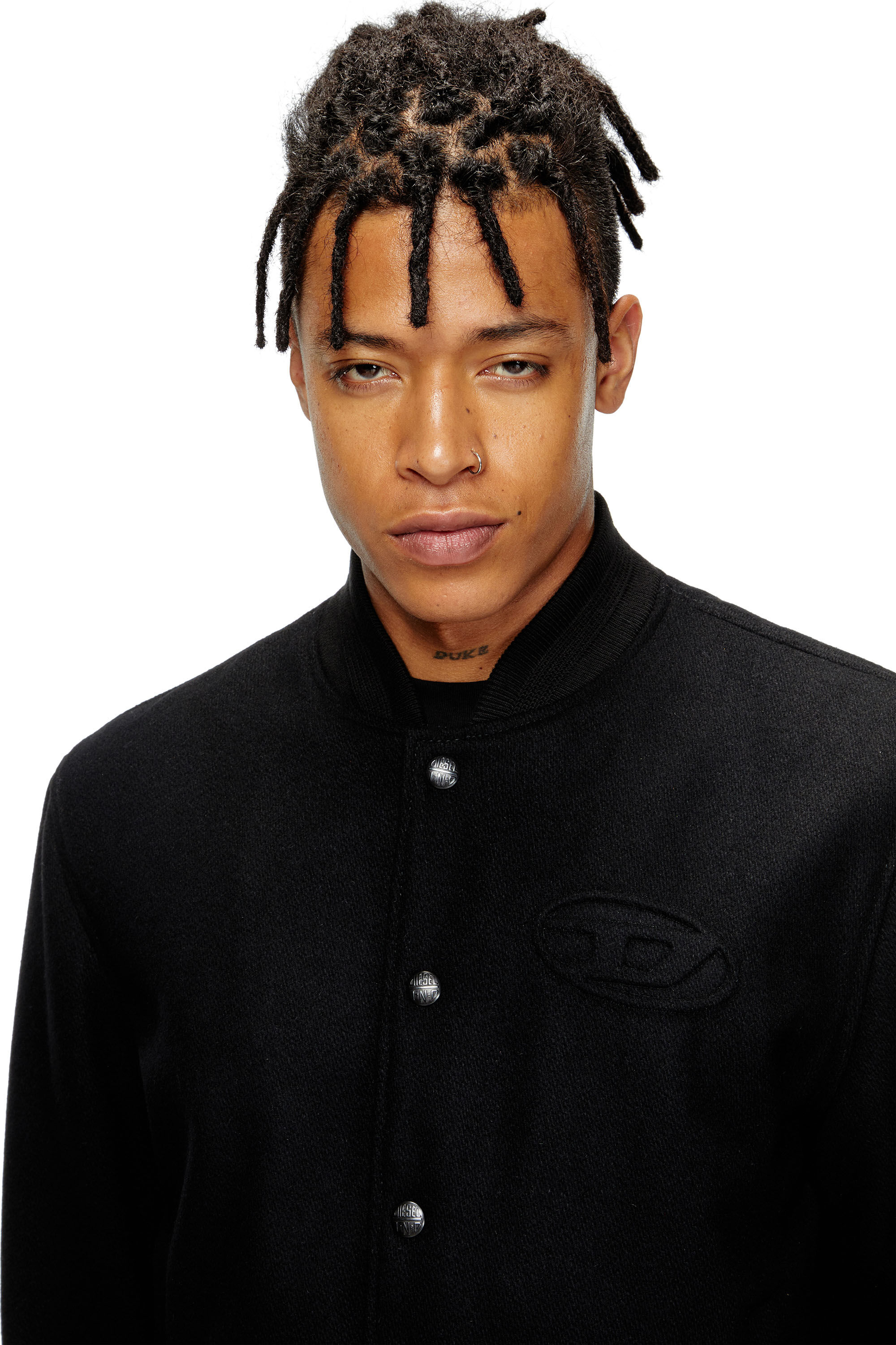 Diesel - J-ARRY, Giacca bomber imbottita in misto lana Uomo in Nero - 5