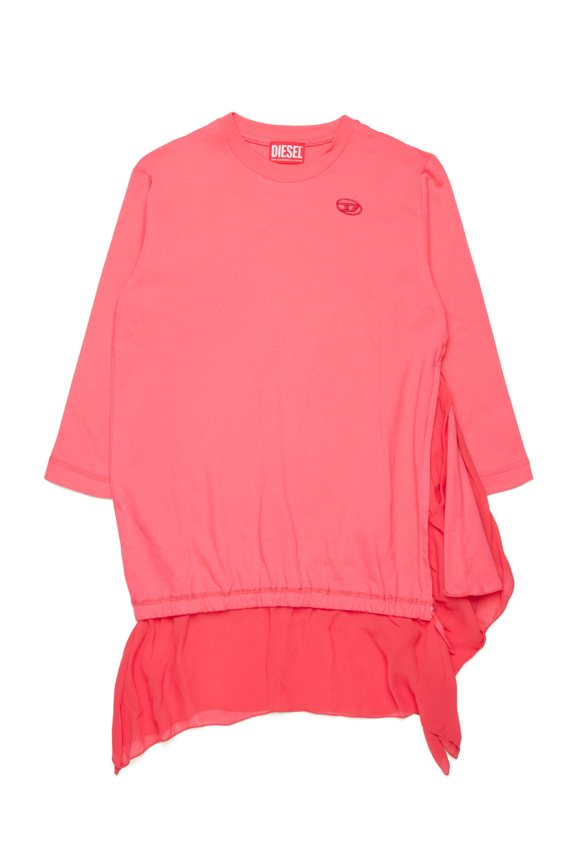 Diesel - DROLLETTE ML, Woman T-shirt dress with floaty hem in Pink - Image 1