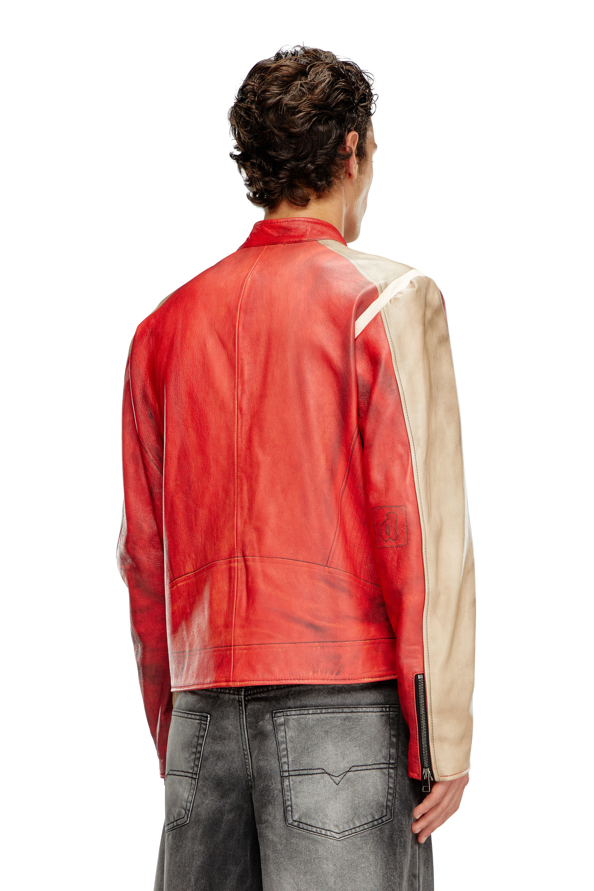Diesel - L-RUSCHA, Uomo Giacca biker in pelle effetto dirty in Rosso - Image 4