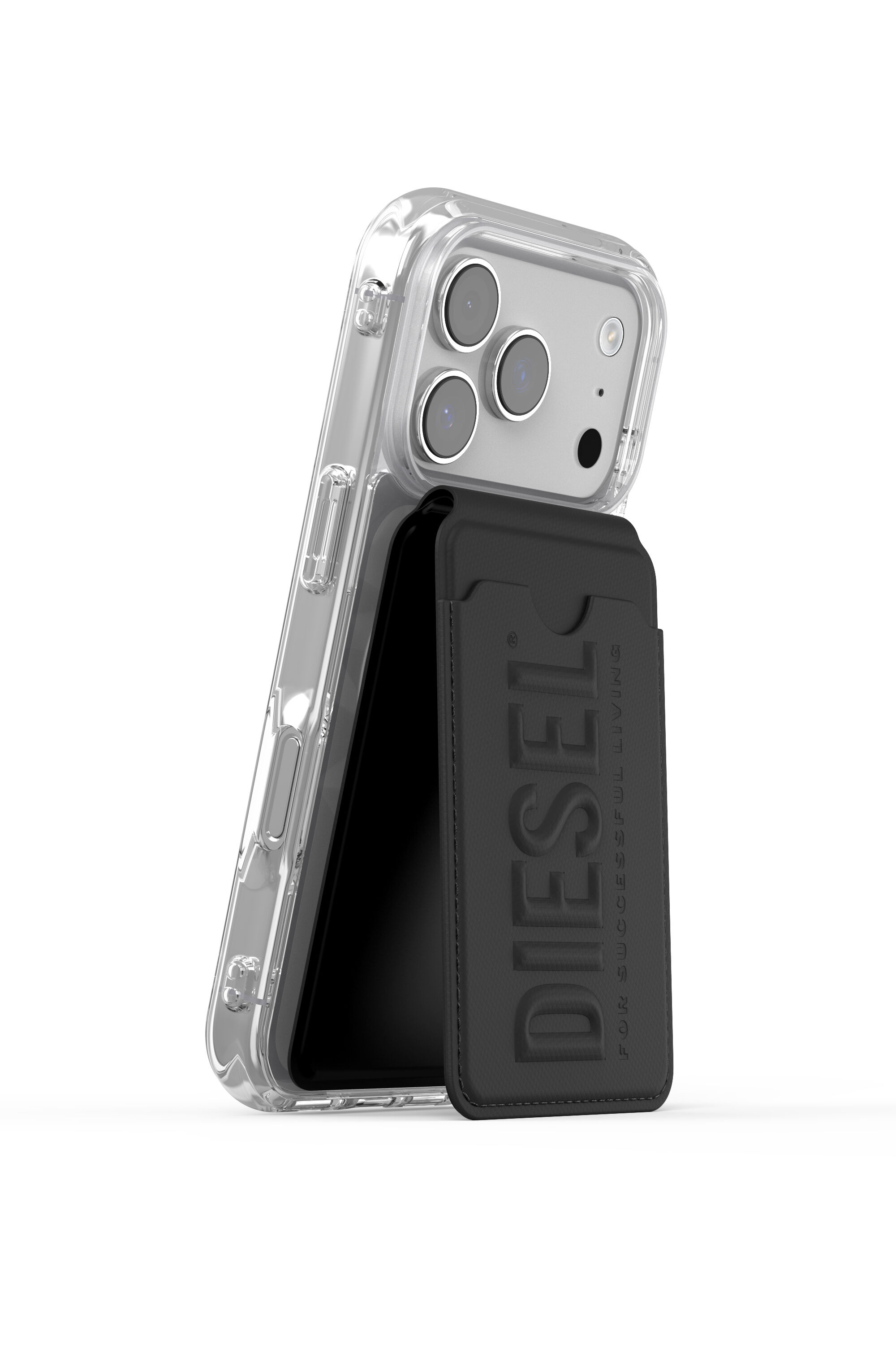 Diesel - 60449  CREDIT CARD HOLDER, Unisex 3D Biscotto Magsafe Kartenhalter-Ständer in Schwarz - 6