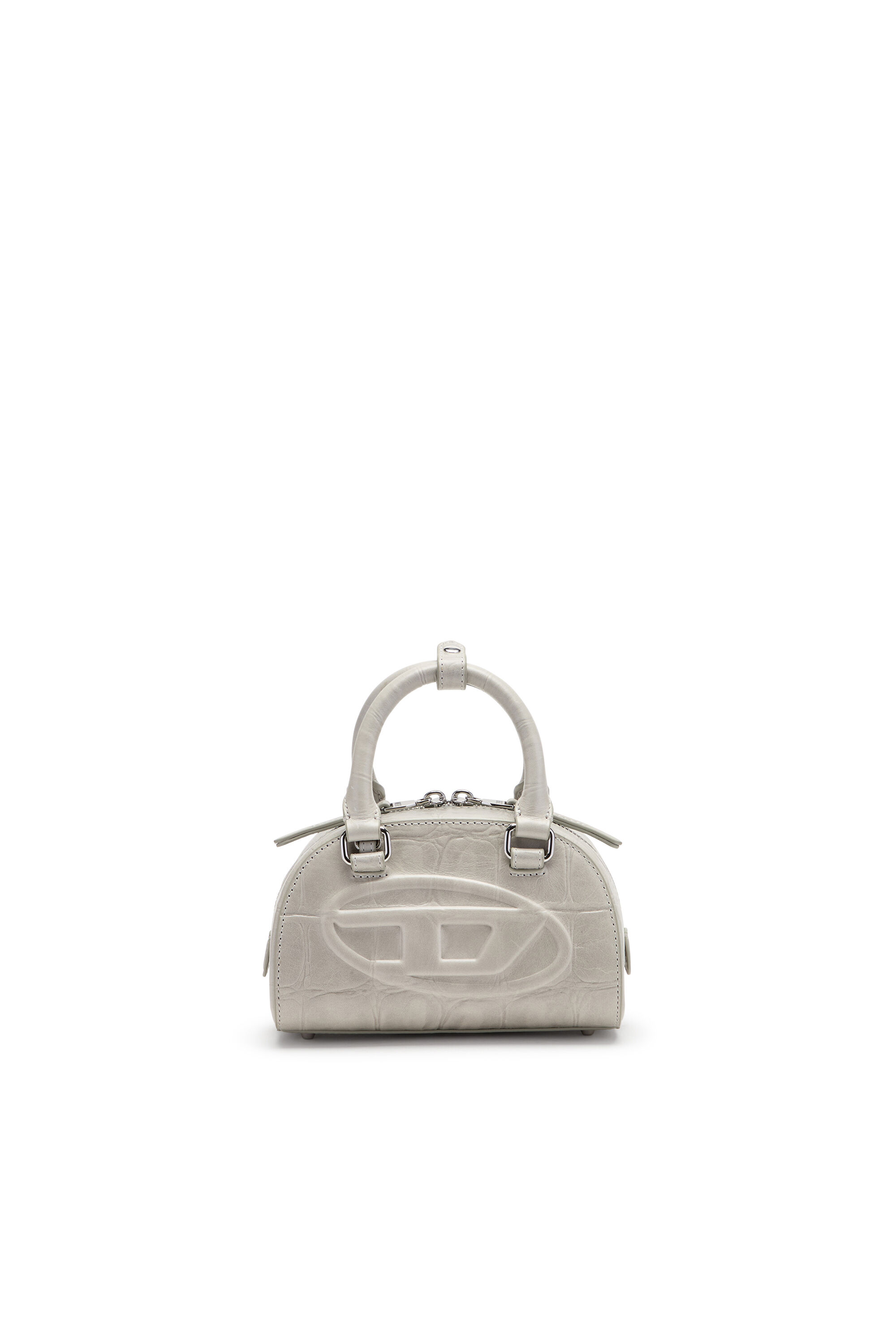 Diesel - 1DR DOME CROSSBODY, 1DR Dome-Borsa bowling mini in pelle effetto coccodrillo Donna in Grigio - 1