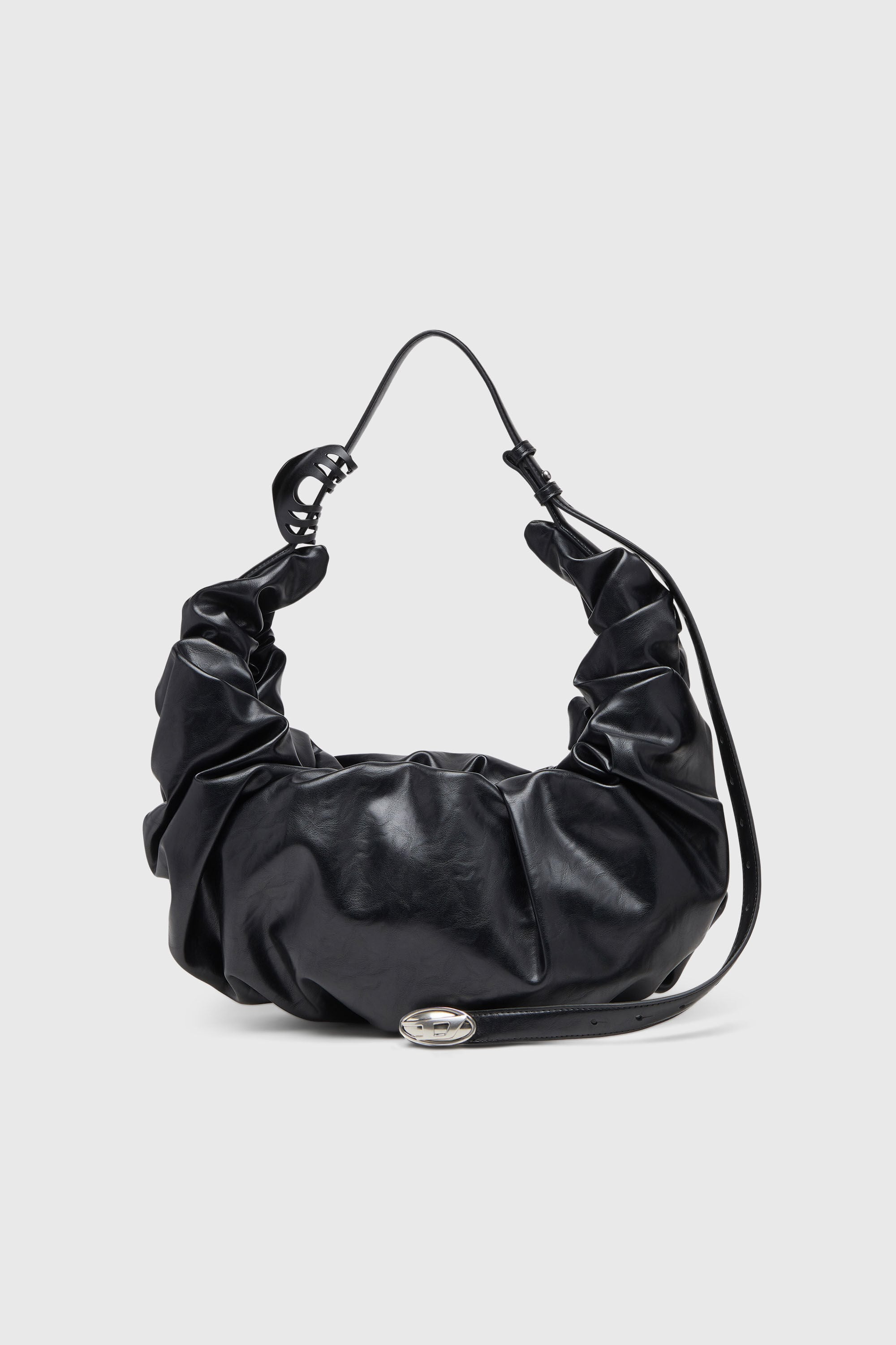 Diesel - GRAB-D HOBO L, Woman's Grab-D-Large scrunched hobo bag in Black - 2