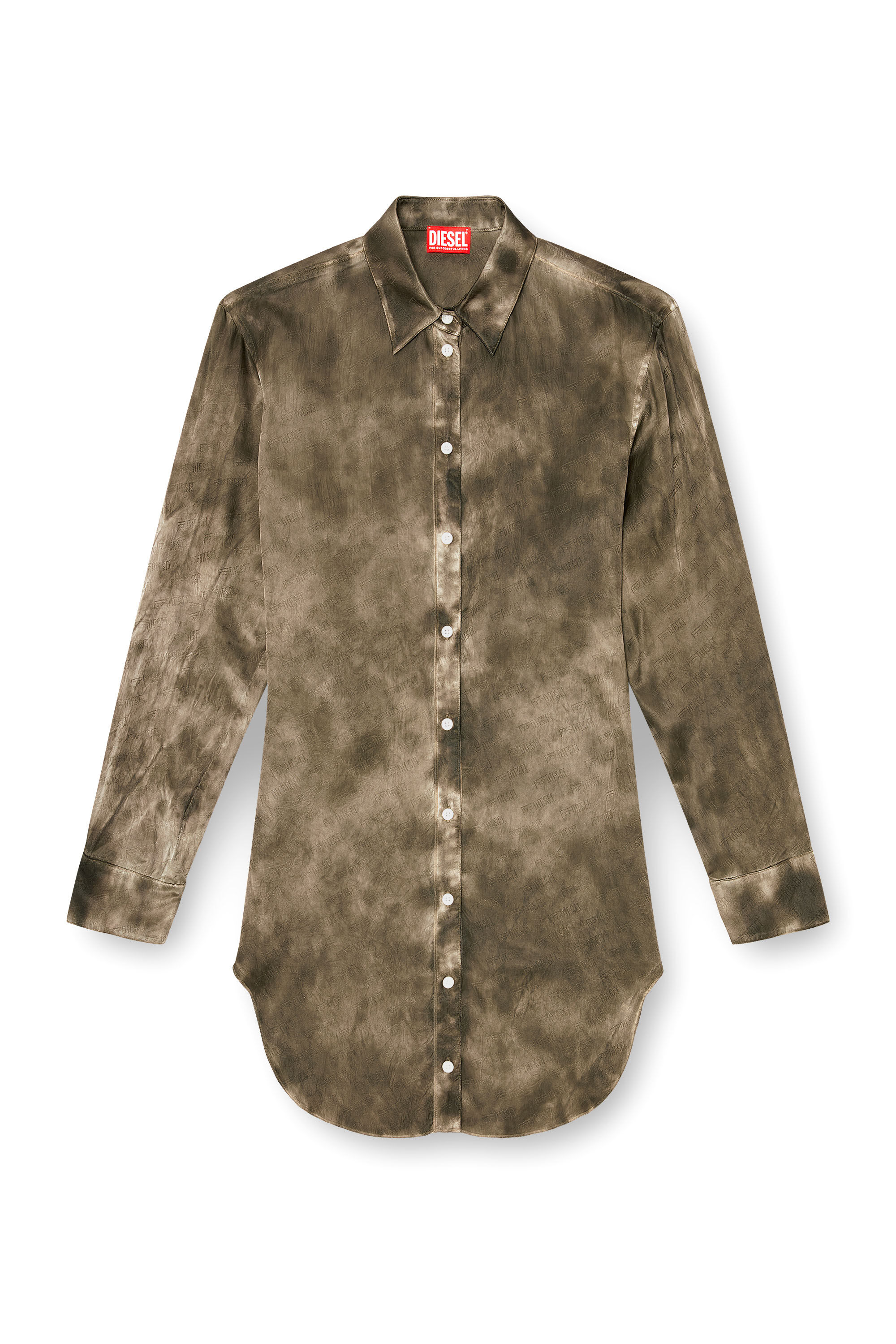 Diesel - C-LAVEL, Damen Langes Hemd aus logo-jacquard-knitter-satin in null - 2